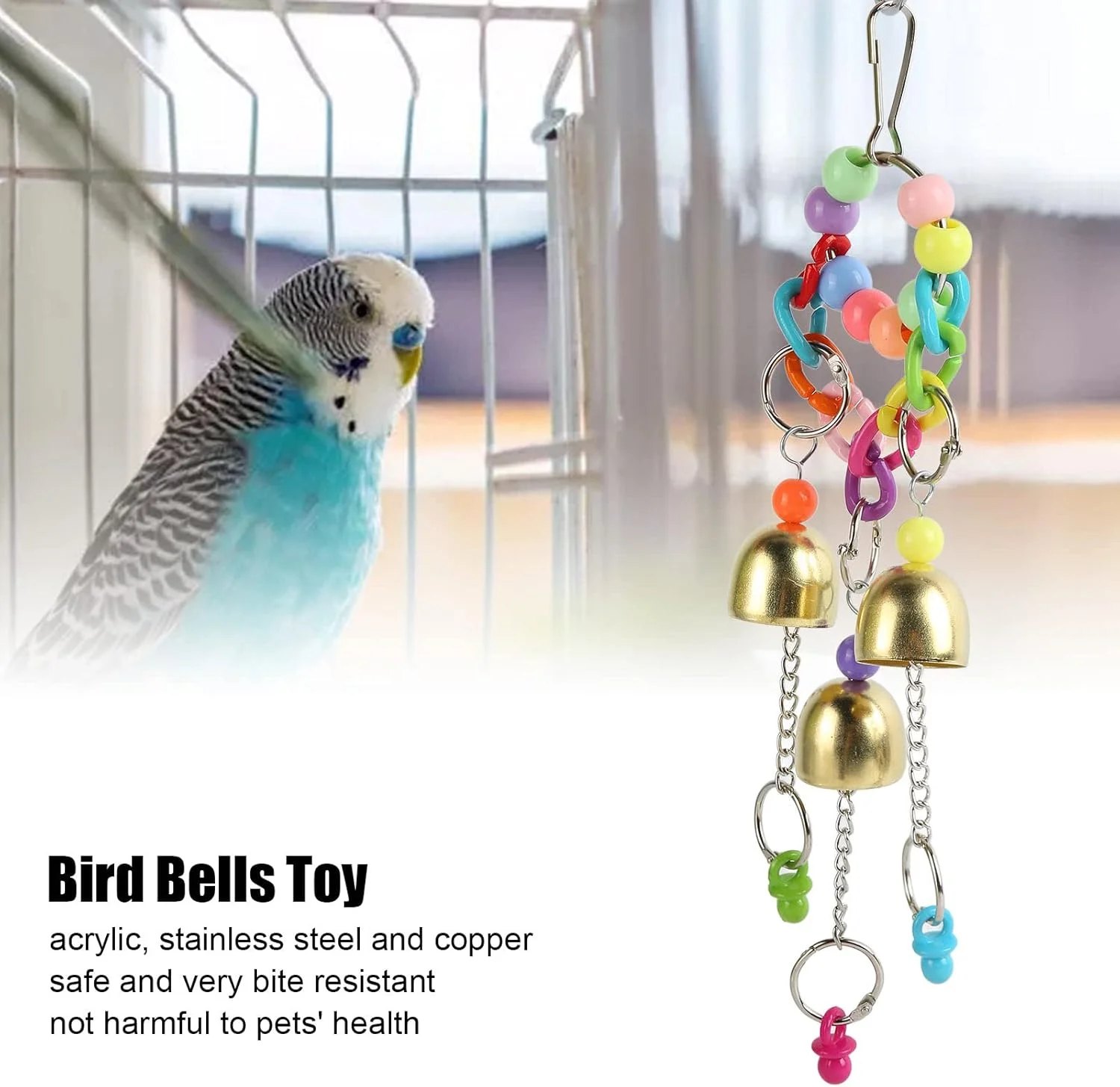 اسباب بازی طوطی با زنگوله، مقاوم در برابر جویدن و کاهنده اضطراب