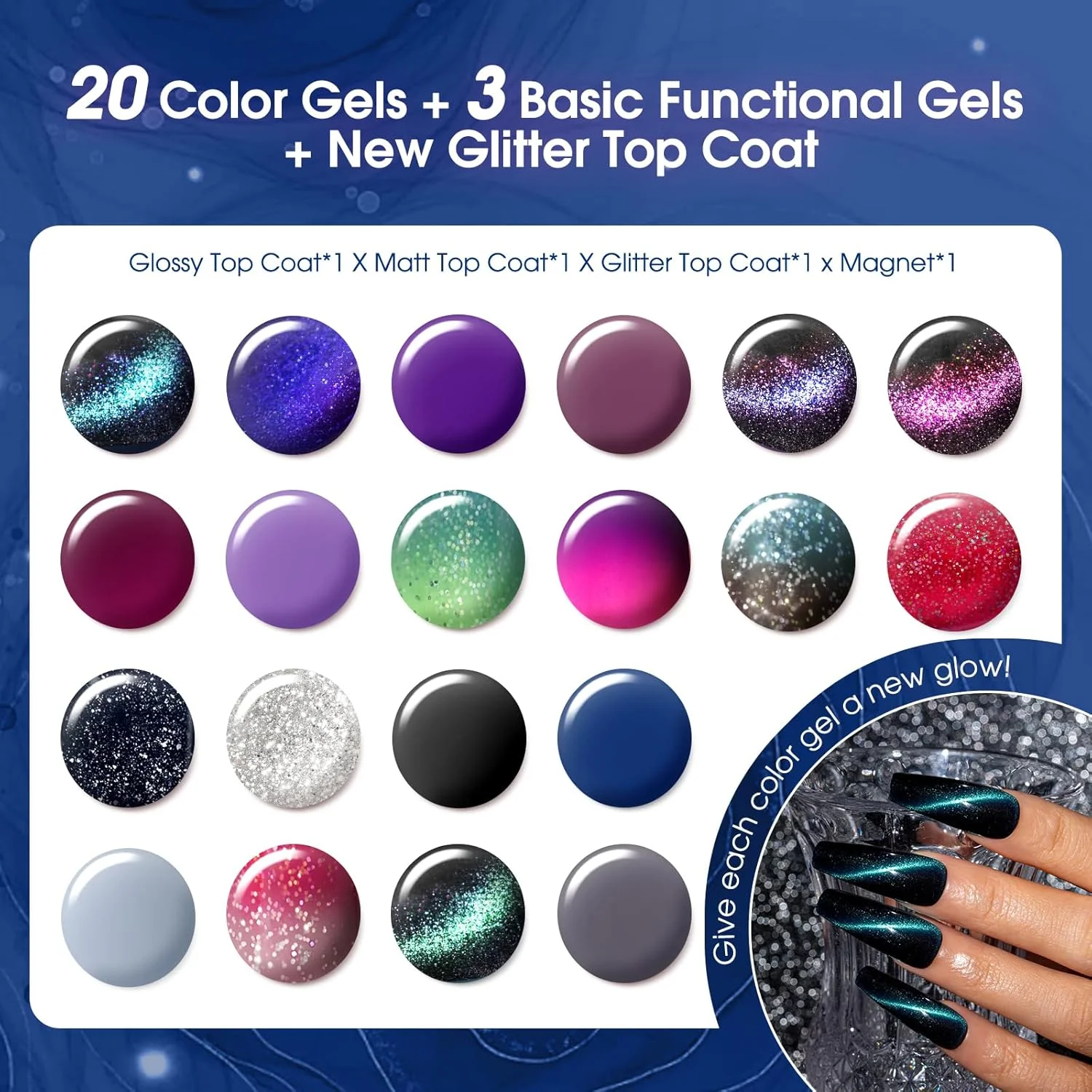 ست لاک ژل چشم گربه ای 24 عددی ROSALIND با لاک تاپ براق و مات، بیس کت، لاک ژل حرارتی و تغییر رنگ دهنده، لاک ژل براق و درخشان، لاک ژل ناخن ست لاک ژل چشم گربه ای 24 عددی ROSALIND با لاک تاپ براق و مات، بیس کت، لاک ژل حرارتی و تغییر رنگ دهنده، لاک ژل براق و درخشان، لاک ژل ناخن