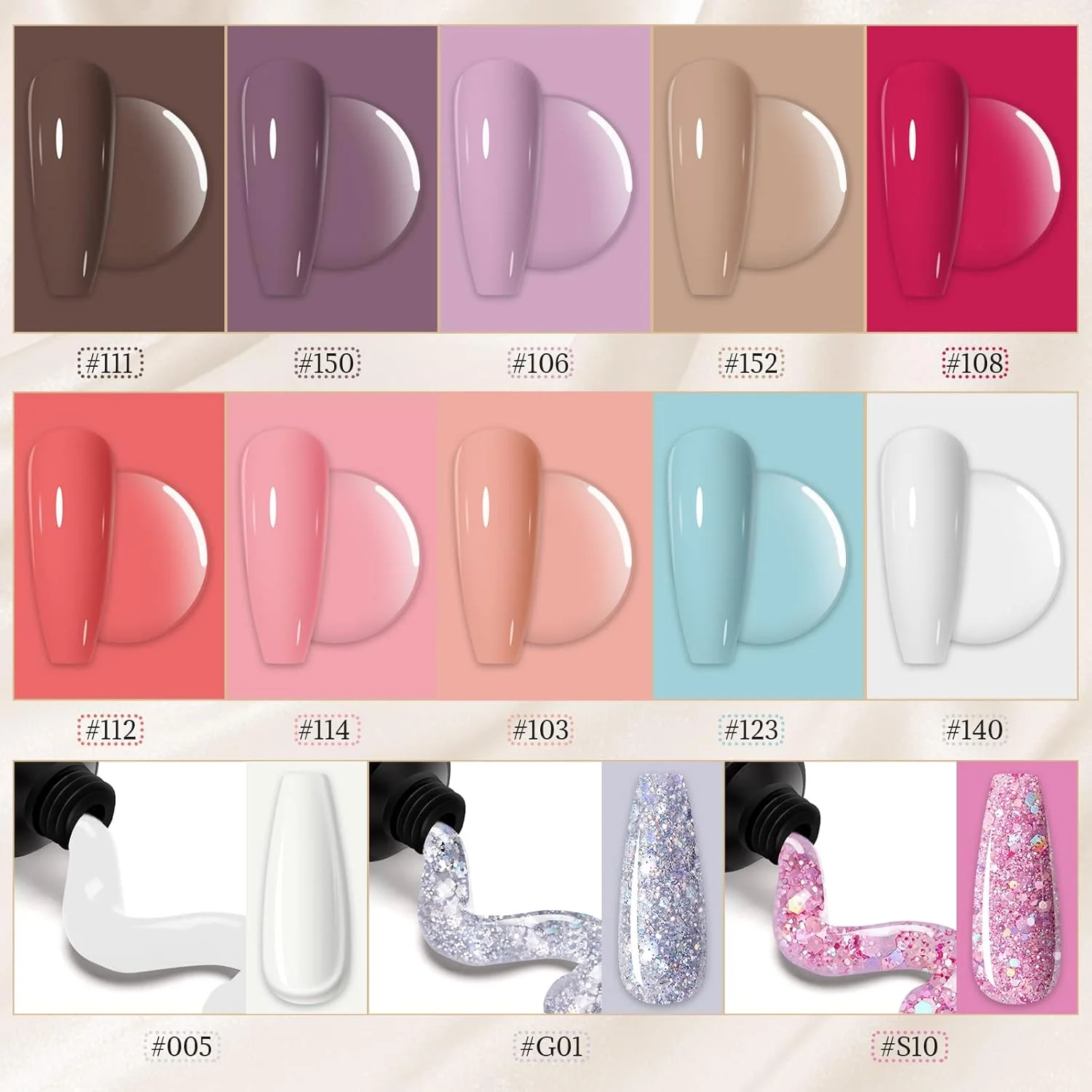 ست لاک ژل Phoenixy با کیت استارتر لامپ UV 36 وات، پلی ژل، لاک شلاک براق و مات و بیس کت برای خانم ها (ست هدیه 13+3 عددی)