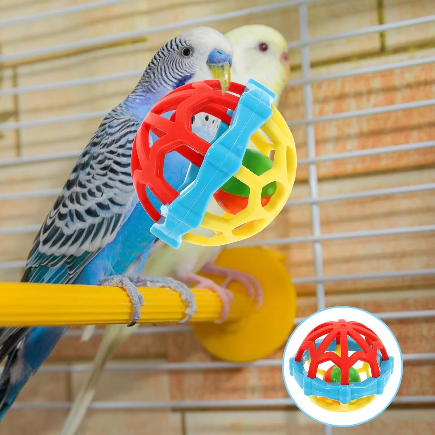 فومی یس 3 عدد اسباب بازی جویدنی سولا برای پرندگان - توپ های کوچک لاستیکی برای ساییدن نوک برای طوطی ها، مرغ عشق ها و عروس هلندی ها