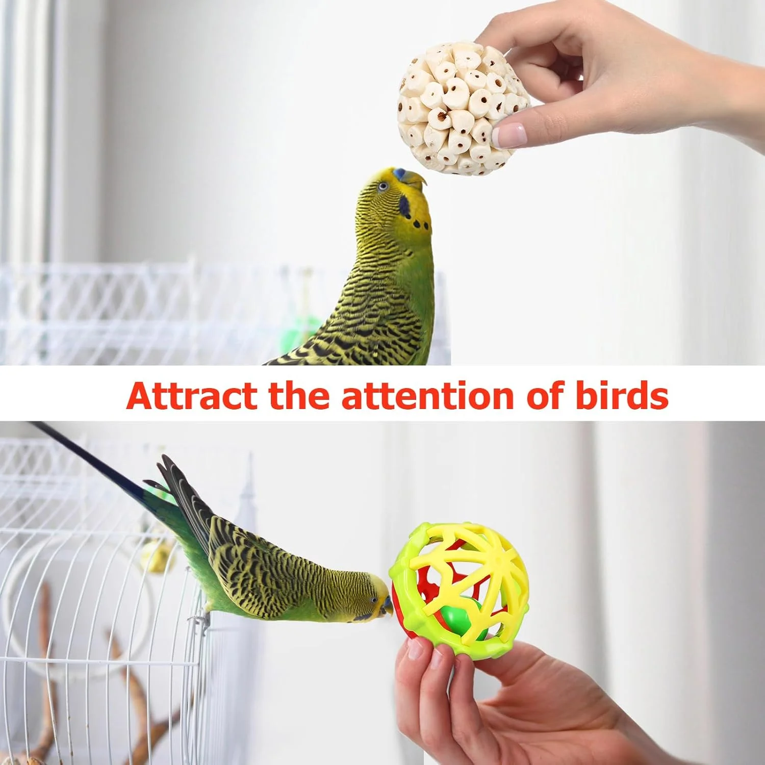 فومی یس 3 عدد اسباب بازی جویدنی سولا برای پرندگان - توپ های کوچک لاستیکی برای ساییدن نوک برای طوطی ها، مرغ عشق ها و عروس هلندی ها