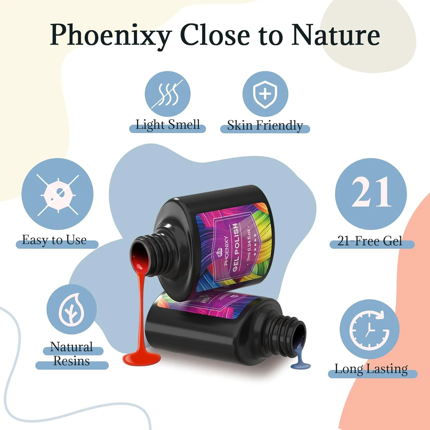 ست لاک ژل فونیکسی، 21 + 3 تکه لاک ژل UV خیسانده با روکش براق مات، هدیه طراحی سالن هنر ناخن برای زنان