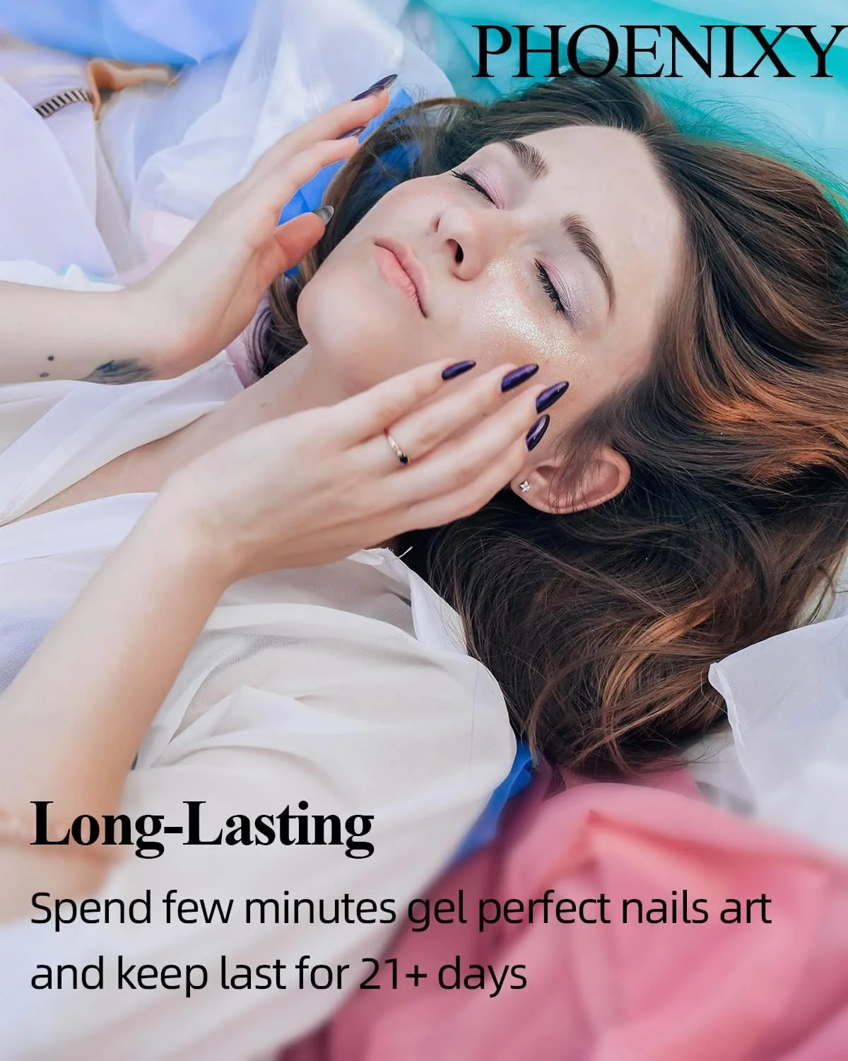 ست لاک ژل فونیکسی، ۲۱ تکه، لاک ژل یو وی با لاک پایه، لاک رویه و لاک رویه مات، هدیه برای زنان، صورتی، آبی، قهوه ای