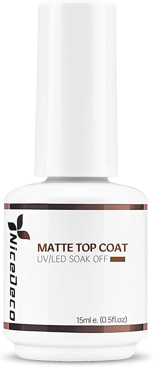 تاپ کت مات بدون نیاز به تمیز کردن Nicedeco، حجم 15 میلی لیتر، بدون تست حیوانی، وگان، ژل UV، طراحی ناخن، مانیکور و هنر ناخن