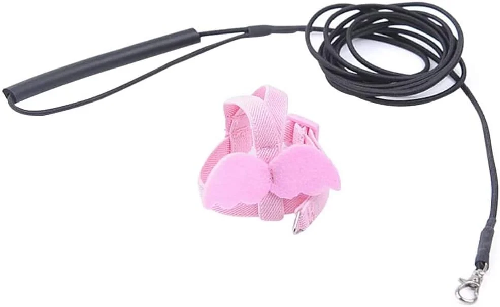 بند آموزش پرندگان ELECDON، طناب پرواز قابل تنظیم برای طوطی، بند کشش پرواز جهانی، ابزار بادوام برای بیرون بردن و آموزش در فضای باز برای پرندگان، طوطی، عروس هلندی، مرغ عشق، لوری، 1 عدد، صورتی