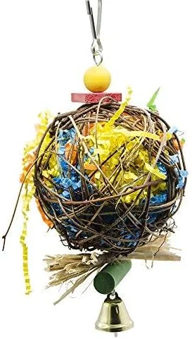 ایبائوکوپ پینچوانگ شانتو 2 بسته اسباب بازی جویدنی پرنده، اسباب بازی خردکن علوفه ای، اسباب بازی خردکن قفس طوطی، اسباب بازی آویز علوفه ای برای عروس هلندی، کانور، خاکستری آفریقایی، آمازون