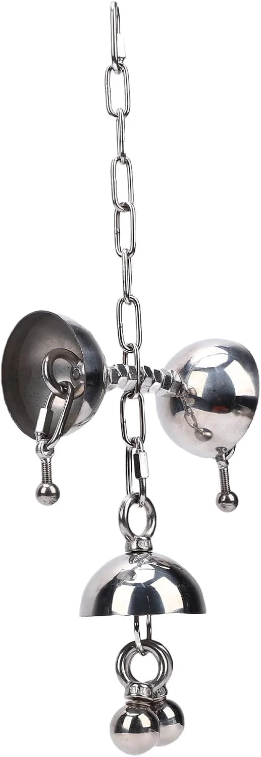 اسباب بازی جویدنی آویز پرنده جیاوو، ایمن و پایدار، زنگوله استیل ضد زنگ برای طوطی های بزرگ، بهبود سطح فعالیت