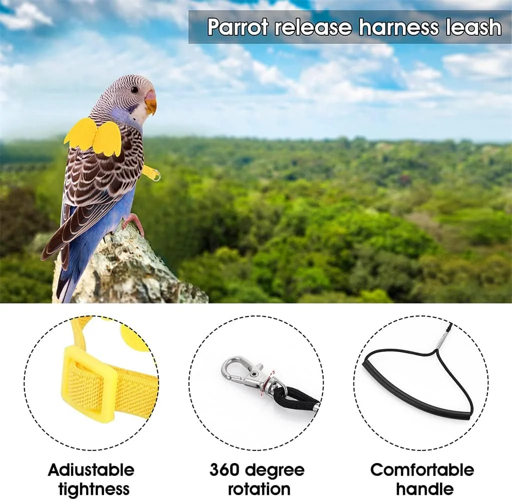 بند آموزش پرندگان ELECDON، طناب پرواز قابل تنظیم طوطی، بند کشش پرواز جهانی، ابزار بادوام برای بیرون بردن و آموزش در فضای باز برای پرندگان، طوطی، عروس هلندی، مرغ عشق، لوری، 1 عدد (زرد) بند آموزش پرندگان ELECDON، طناب پرواز قابل تنظیم طوطی، بند کشش پرواز جهانی، ابزار بادوام برای بیرون بردن و آموزش در فضای باز برای پرندگان، طوطی، عروس هلندی، مرغ عشق، لوری، 1 عدد (زرد)