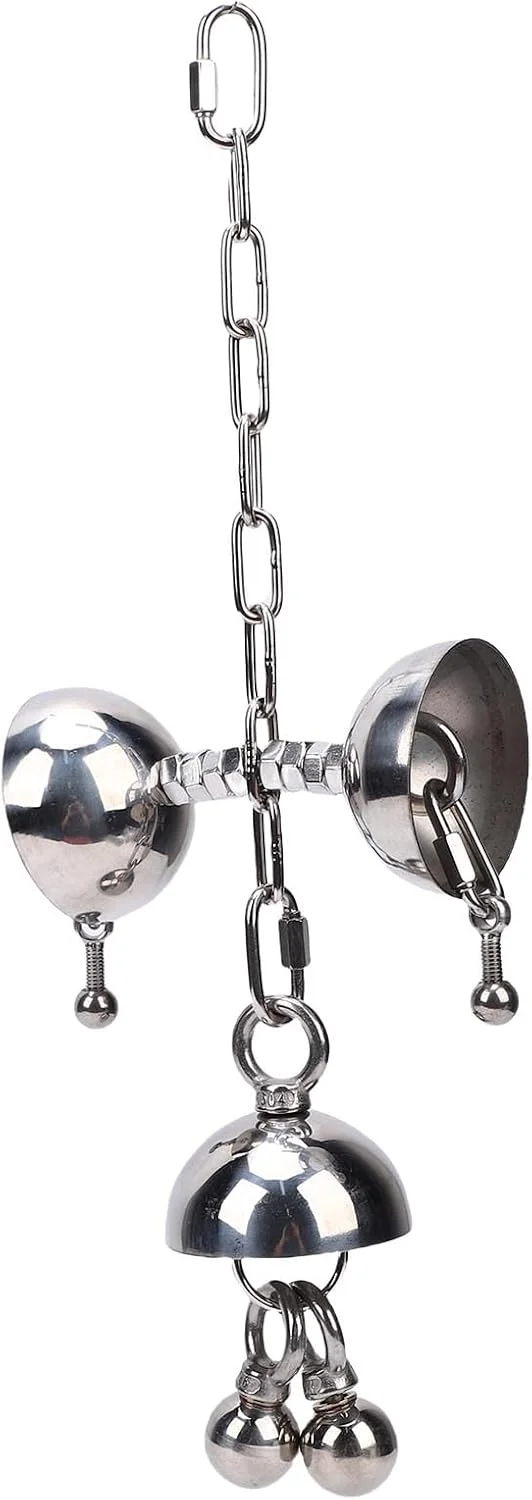 اسباب بازی پازلی زنگوله ای تعاملی بزرگ استیل ضد زنگ فاباتر برای قفس پرندگان، از بین برنده خستگی طوطی های خانگی