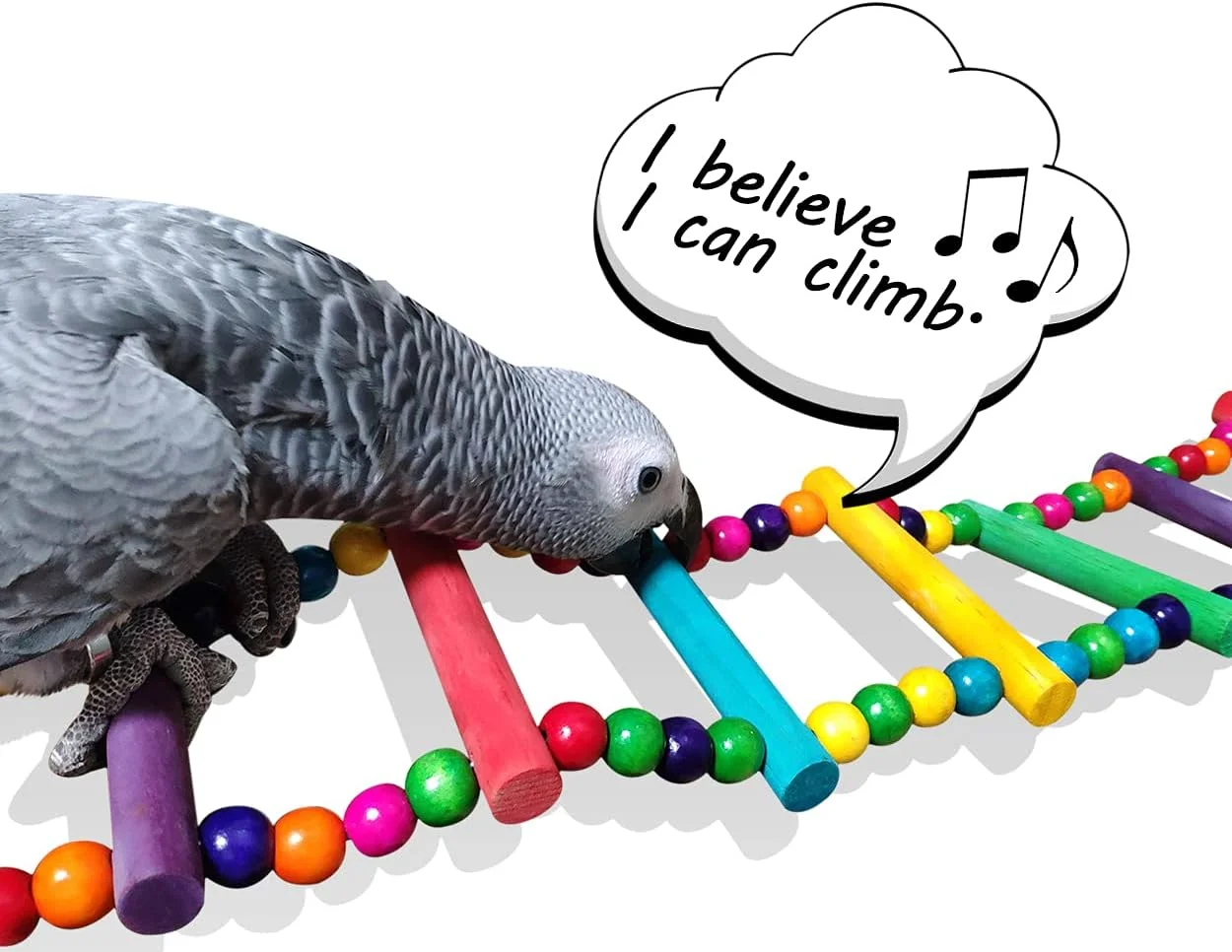 DS. اسباب بازی نردبان پرنده DISTINCTIVE STYLE، نردبان معلق قفس چوبی رنگی طوطی، پل تاب دار انعطاف پذیر (39 اینچ (16 پله))