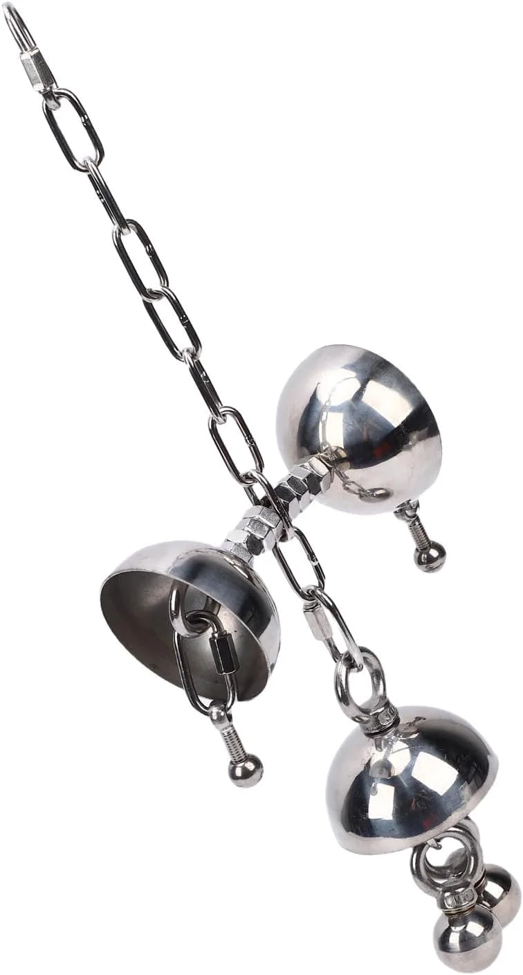 اسباب بازی زنگوله بزرگ استیل جیاوو، پازل تعاملی، اسباب بازی آویز جویدنی قفس پرنده، رفع خستگی، برای طوطی های بزرگ