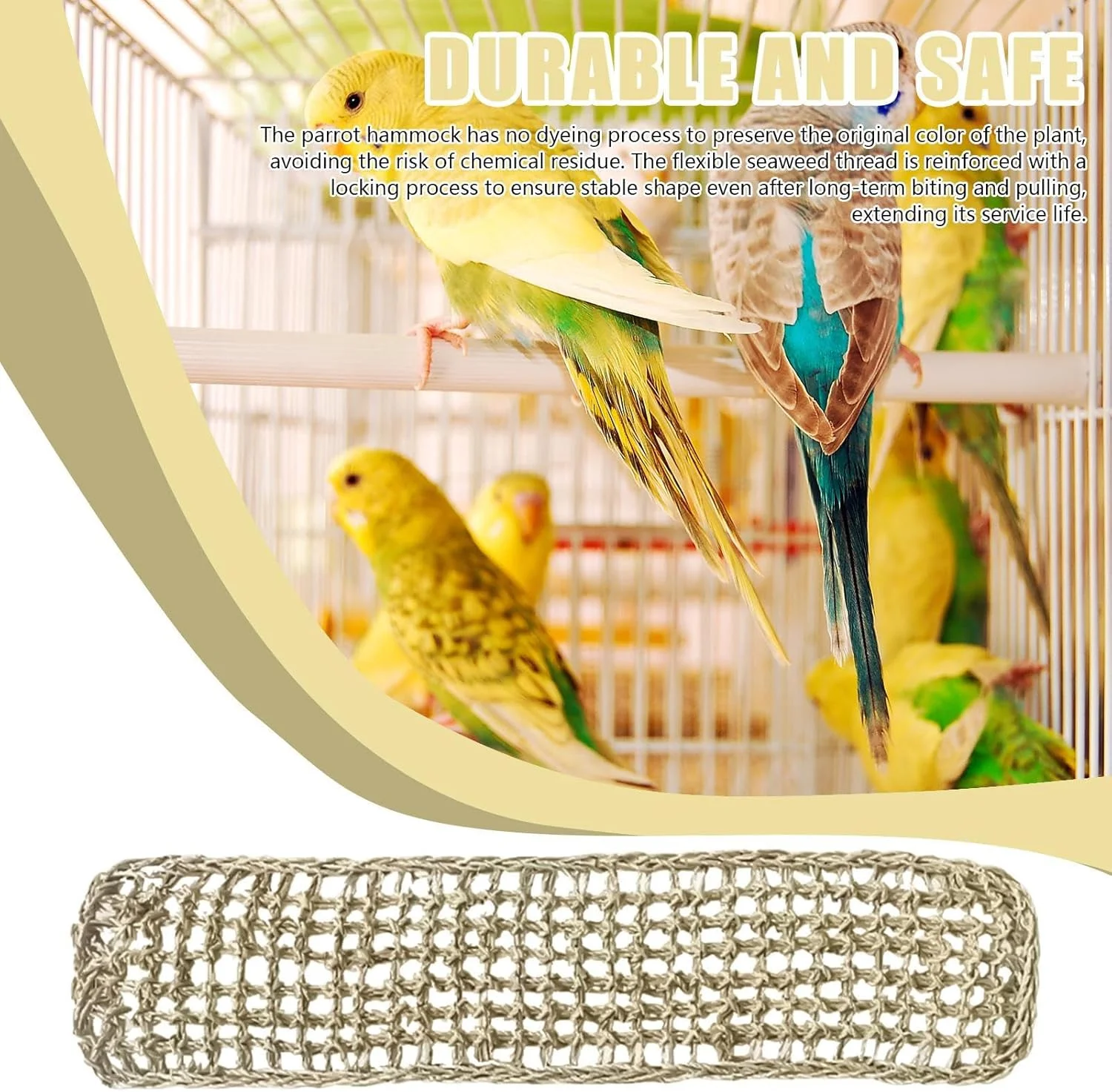 حصیر علف دریایی برای پرندگان - نردبان طنابی صعودی طوطی | اسباب بازی های جویدنی تزئینی، برای عروس هلندی، کانور، مرغ عشق، همستر، اژدهای ریش دار، حیوانات کوچک، ورزش، پاسیو، بالکن