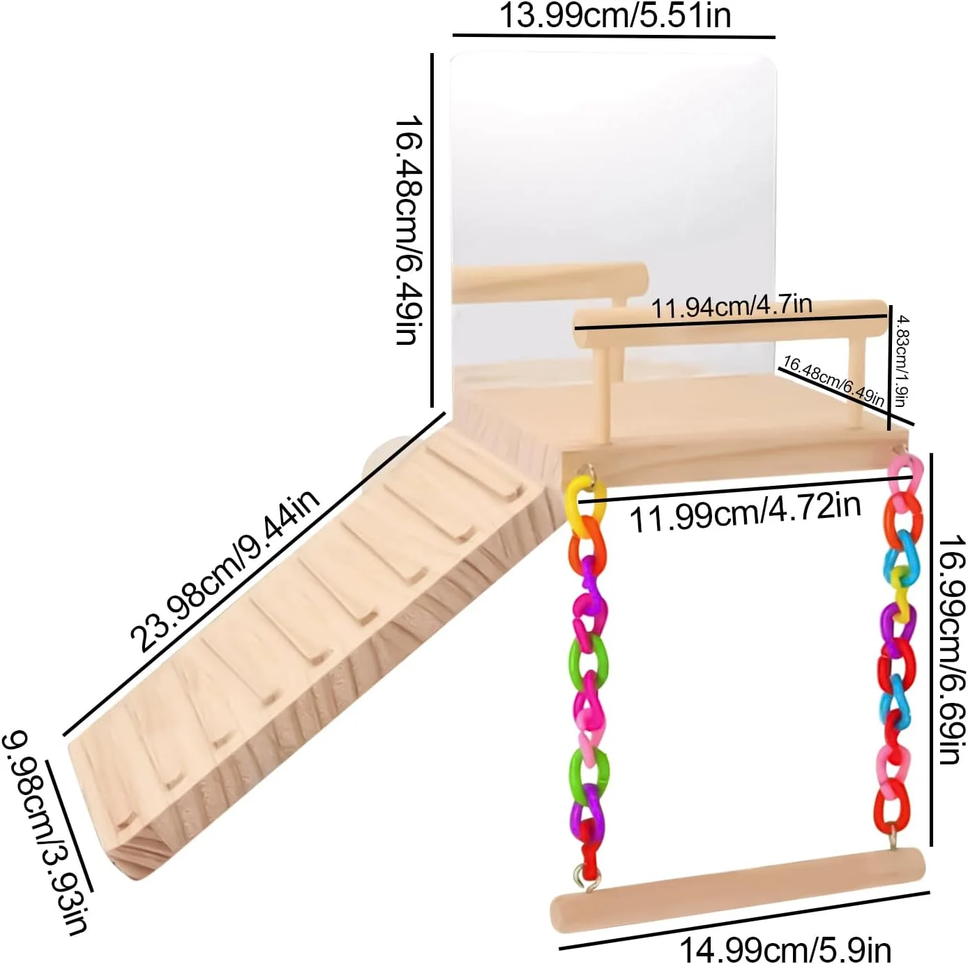 پایه نشیمنگاه پرنده - پایه آموزشی چوبی طوطی به همراه نردبان صعود و آینه، اسباب بازی جویدنی پرنده، لوازم جانبی قفس حیوانات خانگی برای طوطی کوتوله، عروس هلندی، ماکائو، مرغ عشق، کانور و فنچ پایه نشیمنگاه پرنده - پایه آموزشی چوبی طوطی به همراه نردبان صعود و آینه، اسباب بازی جویدنی پرنده، لوازم جانبی قفس حیوانات خانگی برای طوطی کوتوله، عروس هلندی، ماکائو، مرغ عشق، کانور و فنچ
