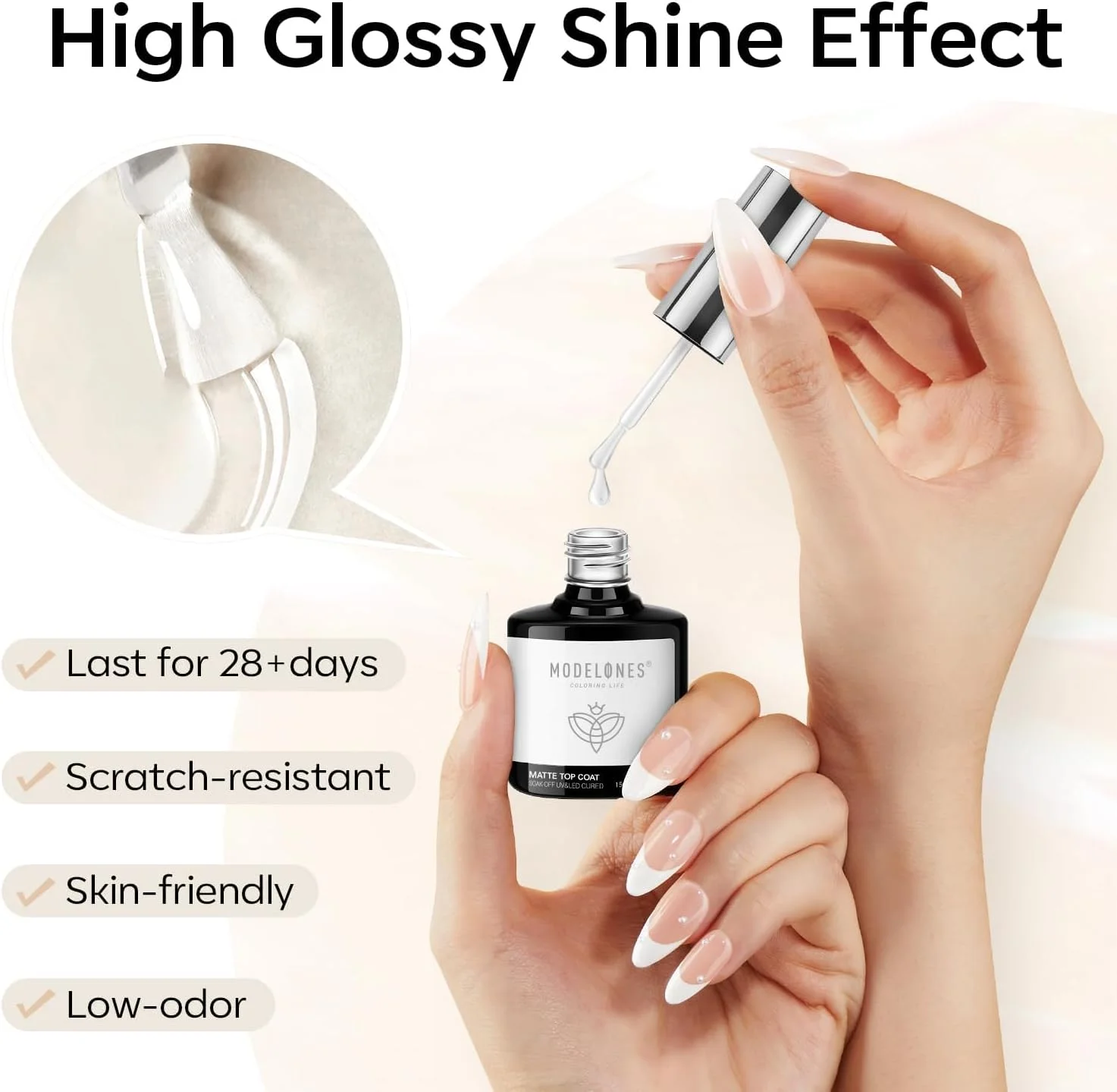 تاپ کت ژل مات مدلونز، 15 میلی لیتر، لاک ژل تاپ کت بدون نیاز به تمیز کردن، با پوشش مات، ماندگاری طولانی، مناسب برای استفاده در خانه و سالن ناخن تاپ کت ژل مات مدلونز، 15 میلی لیتر، لاک ژل تاپ کت بدون نیاز به تمیز کردن، با پوشش مات، ماندگاری طولانی، مناسب برای استفاده در خانه و سالن ناخن