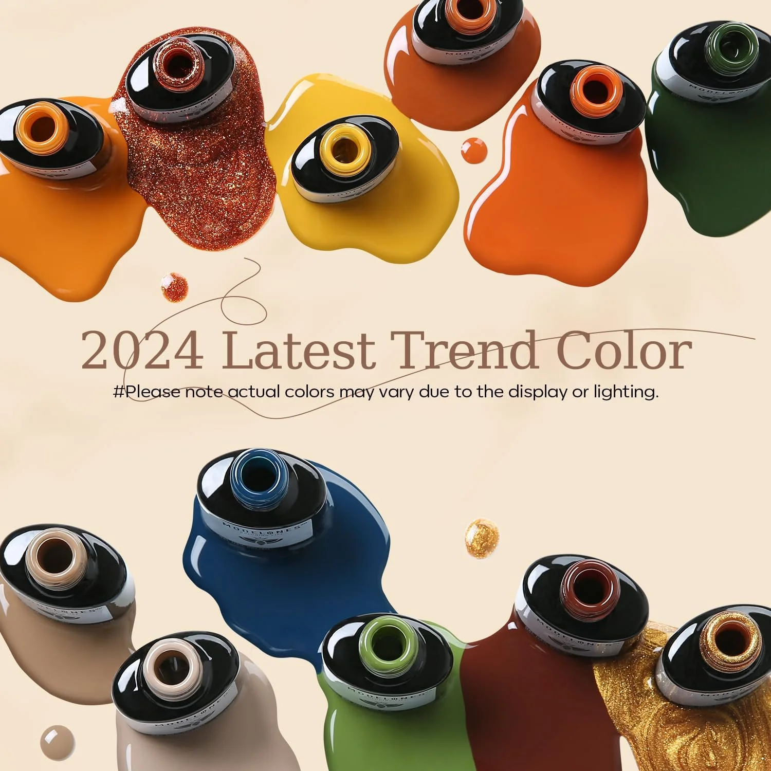 ست لاک ژل پاییزه 35 تکه Modelones با دستگاه خشک کن یو وی لایت 48 وات، ست مانیکور ژلی 12 رنگ نارنجی قهوه ای با بیس کت و تاپ کت، اکلیل ناخن، ابزار طراحی، مناسب برای استفاده در سالن و منزل به عنوان هدیه