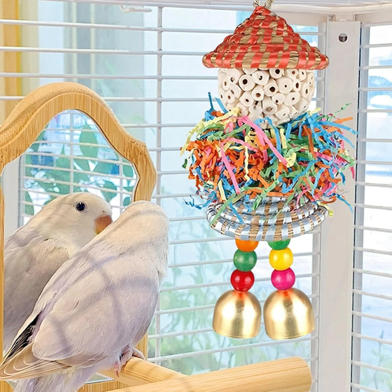 اسباب بازی های جستجوی غذا برای پرندگان | 2 عدد اسباب بازی خرد کردنی برای پرندگان | توپ محرک برای فنچ، ماکائو، عروس هلندی، طوطی، قناری، کاکادو - آموزش قفس