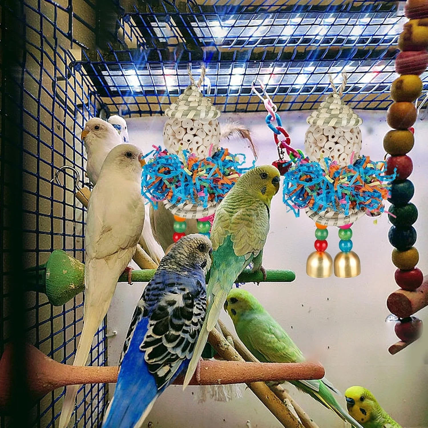 اسباب بازی های جستجوی غذا برای پرندگان | 2 عدد اسباب بازی خرد کردنی برای پرندگان | توپ محرک برای فنچ، ماکائو، عروس هلندی، طوطی، قناری، کاکادو - آموزش قفس