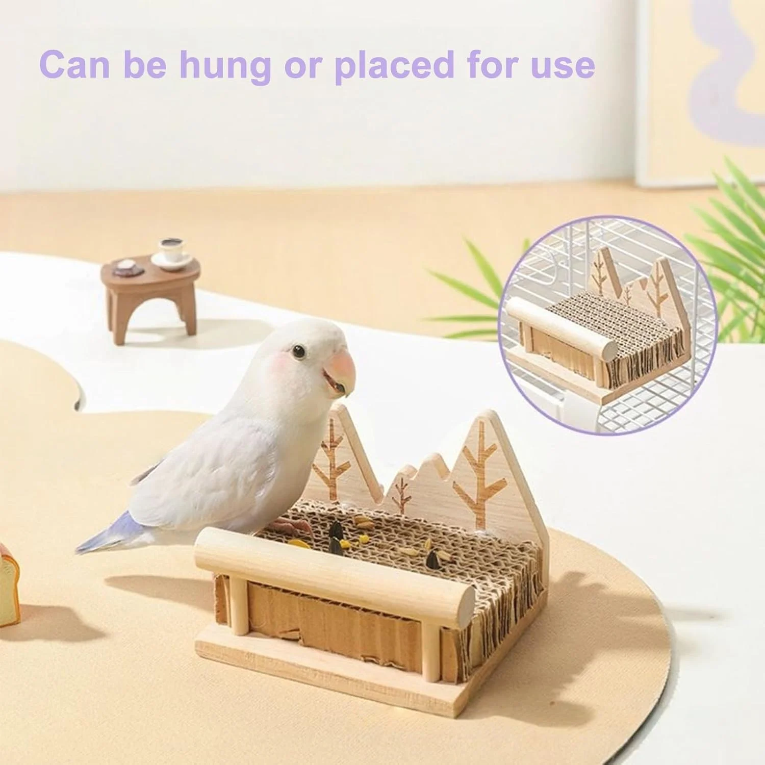 اسباب بازی پرنده، اسباب بازی چوبی نشیمنگاه پرنده برای قفس، پایه بازی چوبی برای ساخت، خرد کردن، آموزش، لوازم جانبی نشیمنگاه قفس داخلی و خارجی