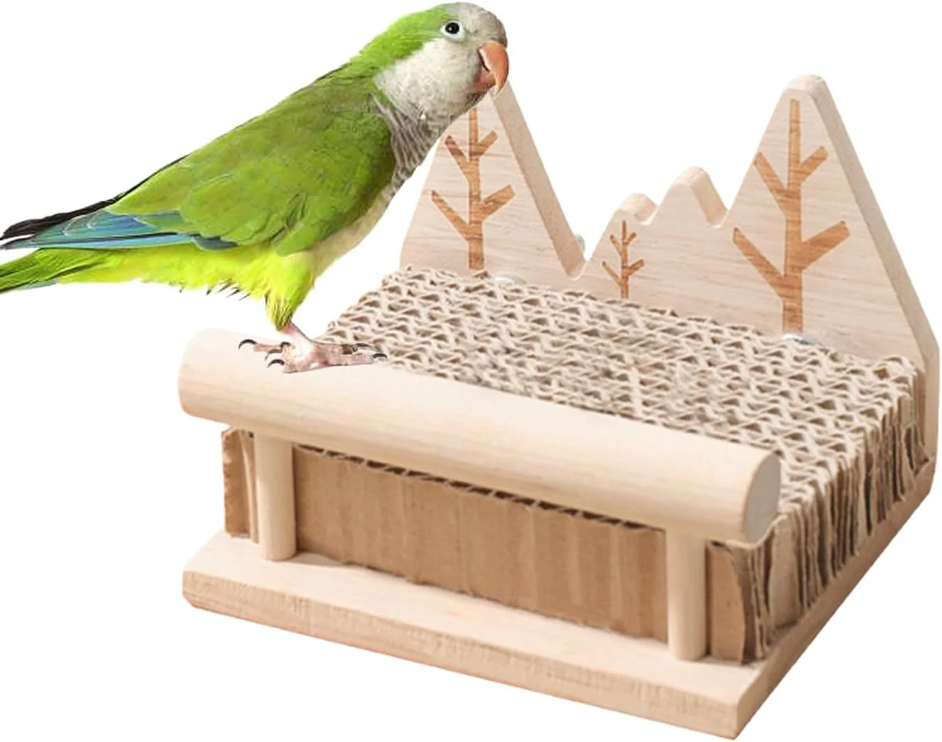 اسباب بازی پرنده برای طوطی، اسباب بازی چوبی نشیمنگاه پرنده برای قفس، پایه بازی چوبی برای ساخت، خرد کردن، آموزش، لوازم جانبی نشیمنگاه قفس داخلی و خارجی