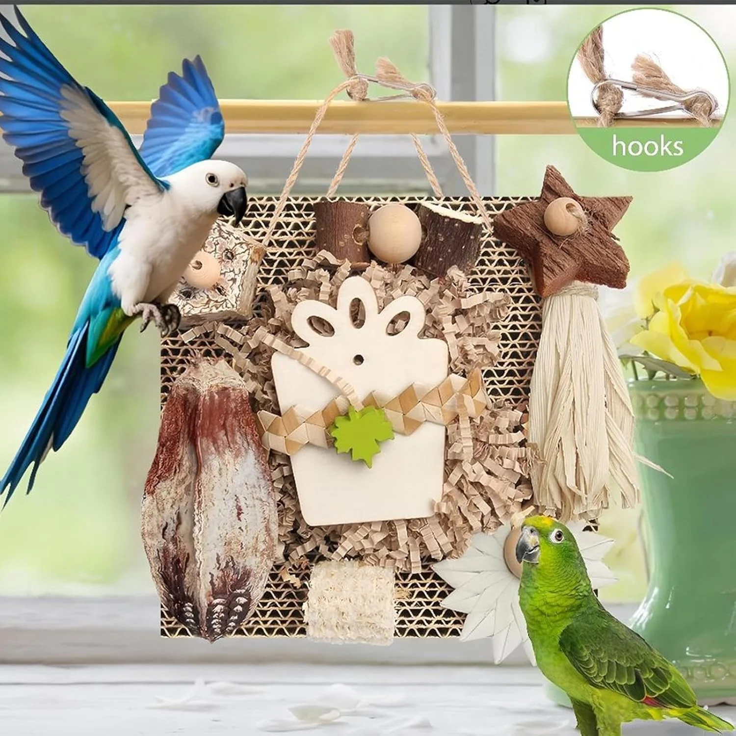 اسباب بازی پرندگان برای مرغ عشق، اسباب بازی های چوبی تعاملی پرندگان - لوازم جانبی قفس برای جویدن بالکن حیاط مرغ در فضای باز داخل خانه داخل پنجره زمین بازی پاسیو باغ حیاط اسباب بازی پرندگان برای مرغ عشق، اسباب بازی های چوبی تعاملی پرندگان - لوازم جانبی قفس برای جویدن بالکن حیاط مرغ در فضای باز داخل خانه داخل پنجره زمین بازی پاسیو باغ حیاط
