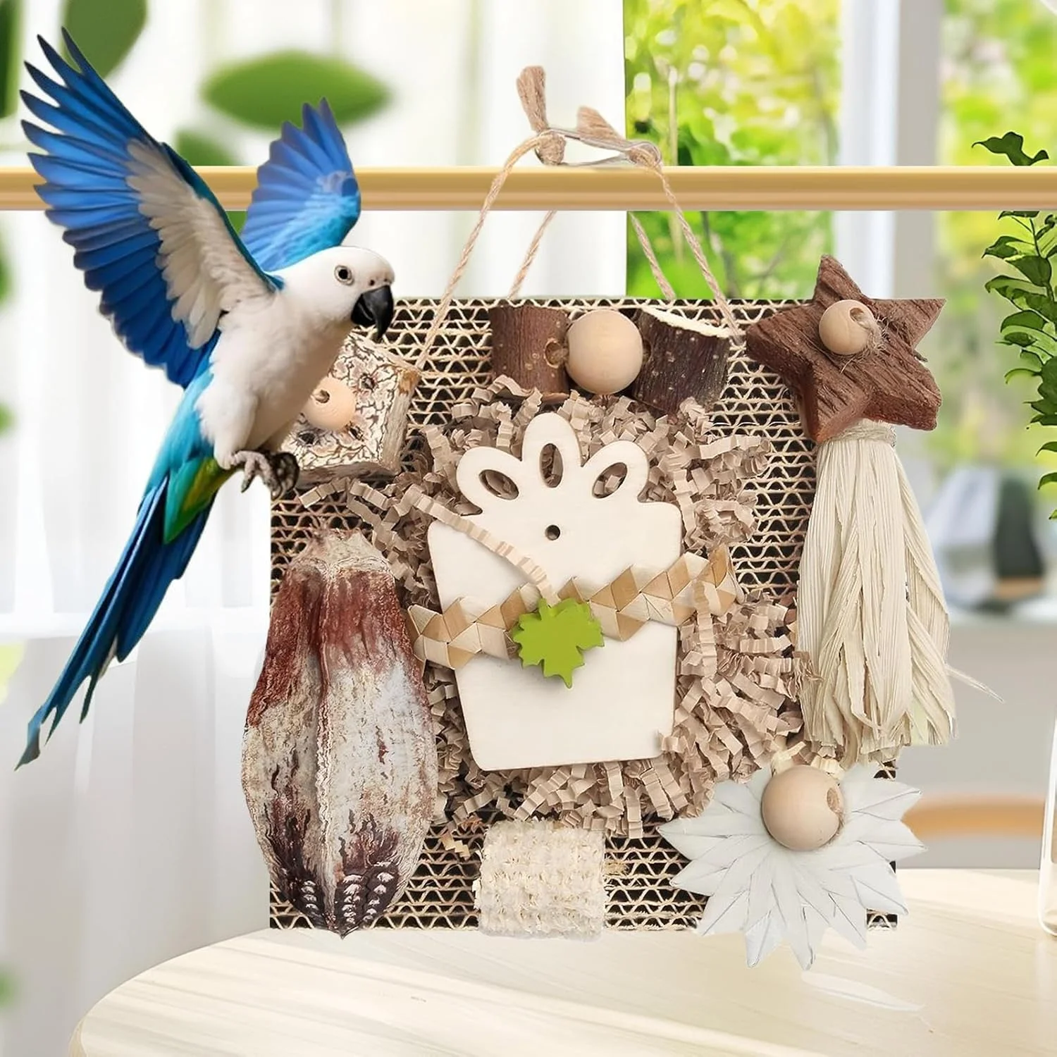 اسباب بازی پرندگان برای مرغ عشق، اسباب بازی های چوبی تعاملی پرندگان - لوازم جانبی قفس برای جویدن بالکن حیاط مرغ در فضای باز داخل خانه داخل پنجره زمین بازی پاسیو باغ حیاط اسباب بازی پرندگان برای مرغ عشق، اسباب بازی های چوبی تعاملی پرندگان - لوازم جانبی قفس برای جویدن بالکن حیاط مرغ در فضای باز داخل خانه داخل پنجره زمین بازی پاسیو باغ حیاط