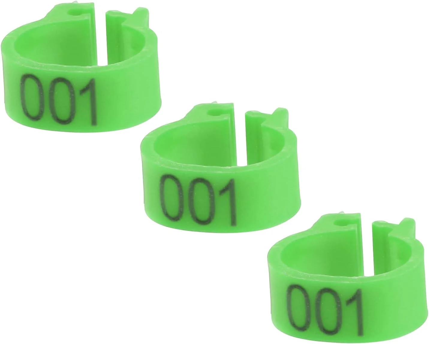 فافهیسی بسته 100 عددی حلقه پای پرندگان بالغ پلاستیکی شماره دار 8 میلی متری 001-100 (سبز)