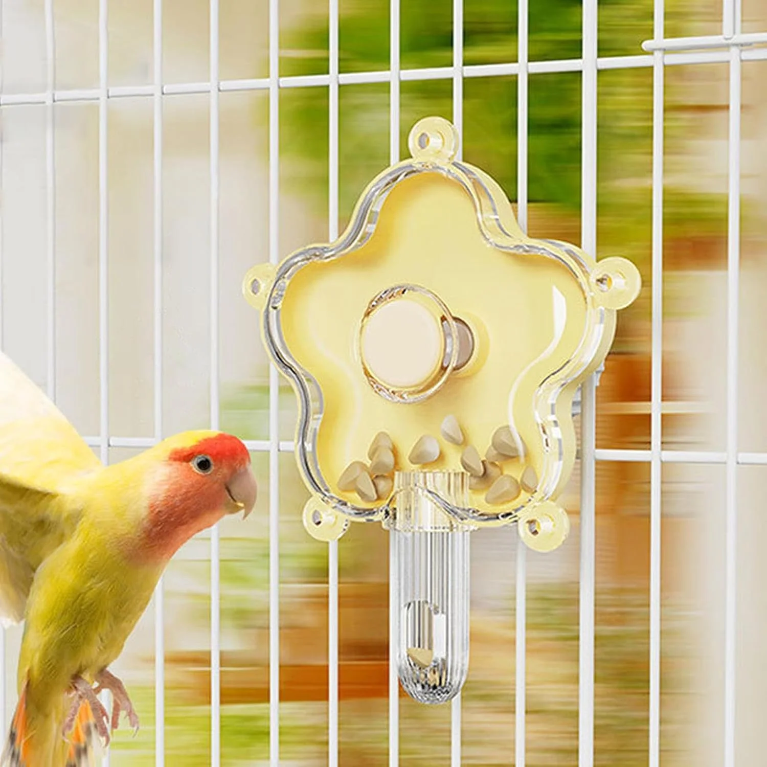 اسباب بازی جستجوی غذا برای طوطی | فعالیت چرخشی قفس - غذاده آهسته پرنده طرح گل، برای تحریک ذهنی و سرگرمی در زمان تنهایی، فضای غنی سازی و تمرین مدیریت رفتار