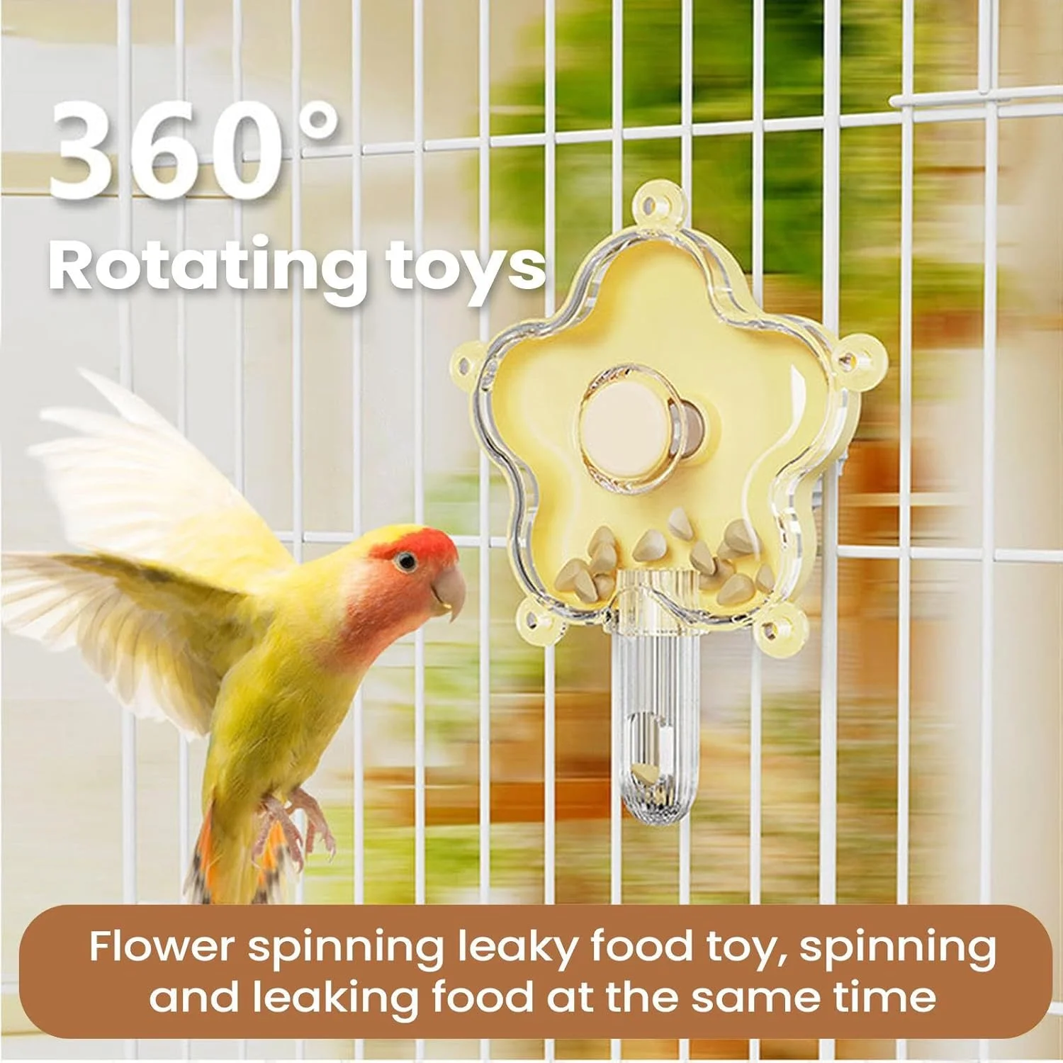 اسباب بازی جستجوی غذا برای مرغ عشق | لوازم جانبی قفس چرخشی - تغذیه کننده آهسته پرنده گل | برای زمان تنهایی در خانه، تحریک ذهنی، فضای غنی سازی منطقه تمرین، مدیریت رفتار و آموزش