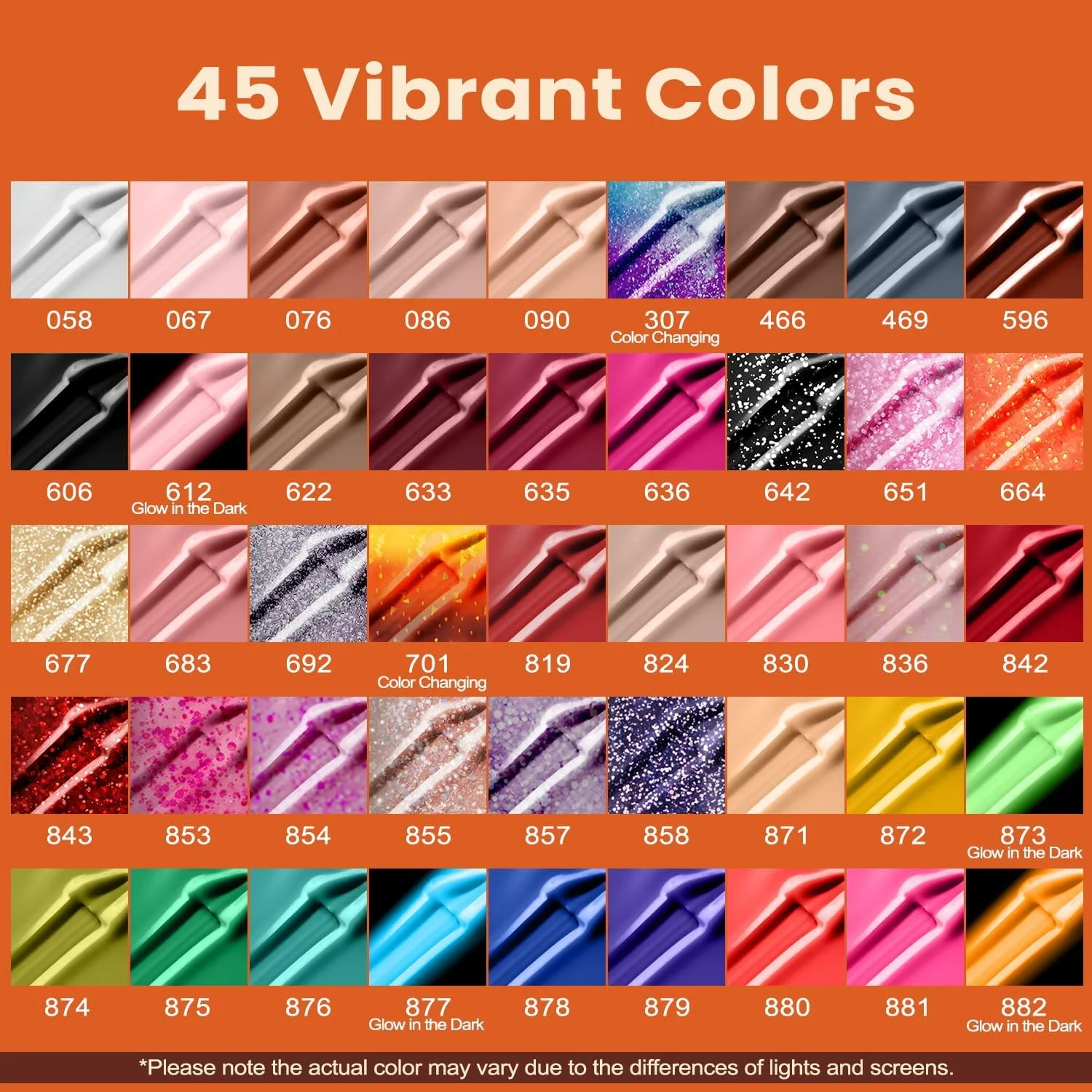 ست لاک ژل 49 عددی Lavender Violets، شامل 45 رنگ نئون و شب‌تاب با پرایمر، بیس کت، تاپ کت براق و مات و رنگ‌های ژله‌ای مناسب طراحی ناخن هالووین A950