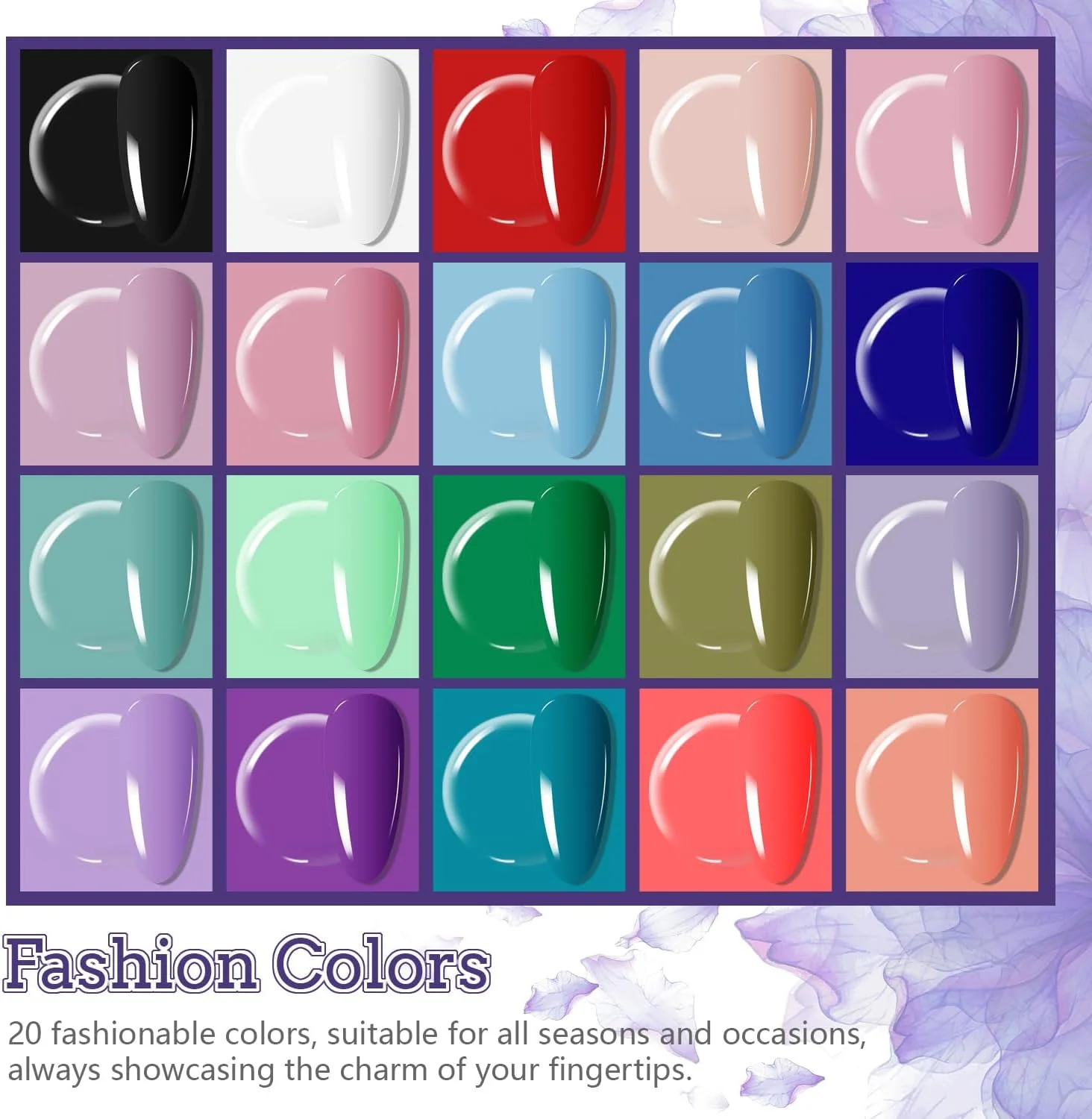 ست لاک ژل 20 رنگ JODSONE با دستگاه UV، بیس کت، تاپ کت مات و براق و ابزار مانیکور ست لاک ژل 20 رنگ JODSONE با دستگاه UV، بیس کت، تاپ کت مات و براق و ابزار مانیکور