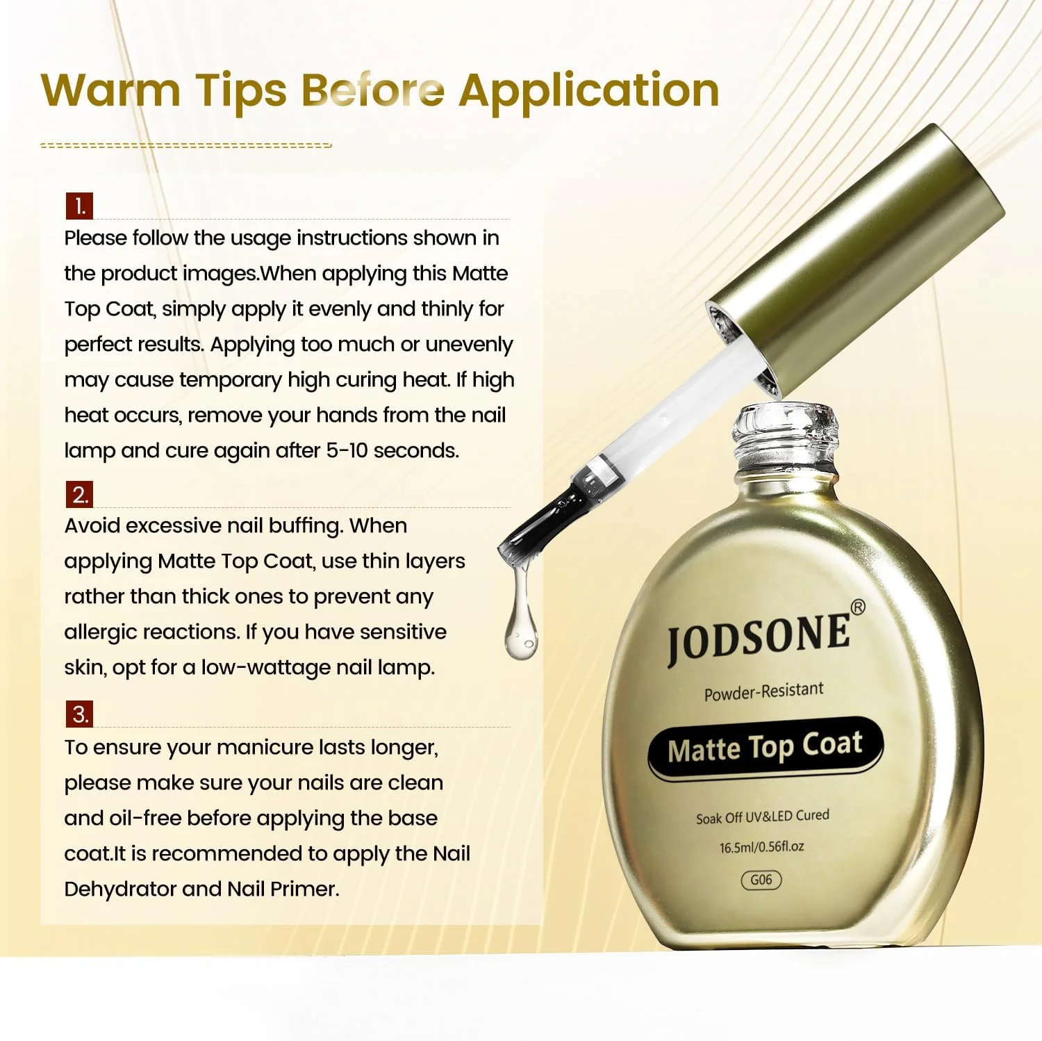 تاپ کت ژل مات جادسون - 16.5 میلی لیتر، مقاوم در برابر پودر، بدون نیاز به دستمال، مناسب برای طراحی ناخن با پودر کروم، صاف و مات، نیاز به خشک شدن با اشعه ماوراء بنفش تاپ کت ژل مات جادسون - 16.5 میلی لیتر، مقاوم در برابر پودر، بدون نیاز به دستمال، مناسب برای طراحی ناخن با پودر کروم، صاف و مات، نیاز به خشک شدن با اشعه ماوراء بنفش