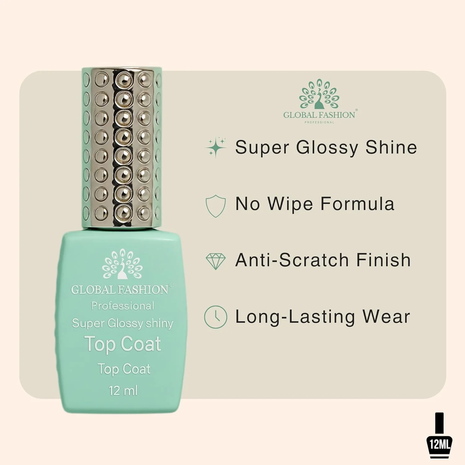 تاپ کت ناخن بدون اثر چسبندگی استیل حرفه ای گلوبال فشن - فوق العاده براق و درخشان، نیاز به لامپ UV، ضد خش، محافظت طولانی مدت، 12 میلی لیتر (دارای فیلتر UV، 12 میلی لیتر) تاپ کت ناخن بدون اثر چسبندگی استیل حرفه ای گلوبال فشن - فوق العاده براق و درخشان، نیاز به لامپ UV، ضد خش، محافظت طولانی مدت، 12 میلی لیتر (دارای فیلتر UV، 12 میلی لیتر)