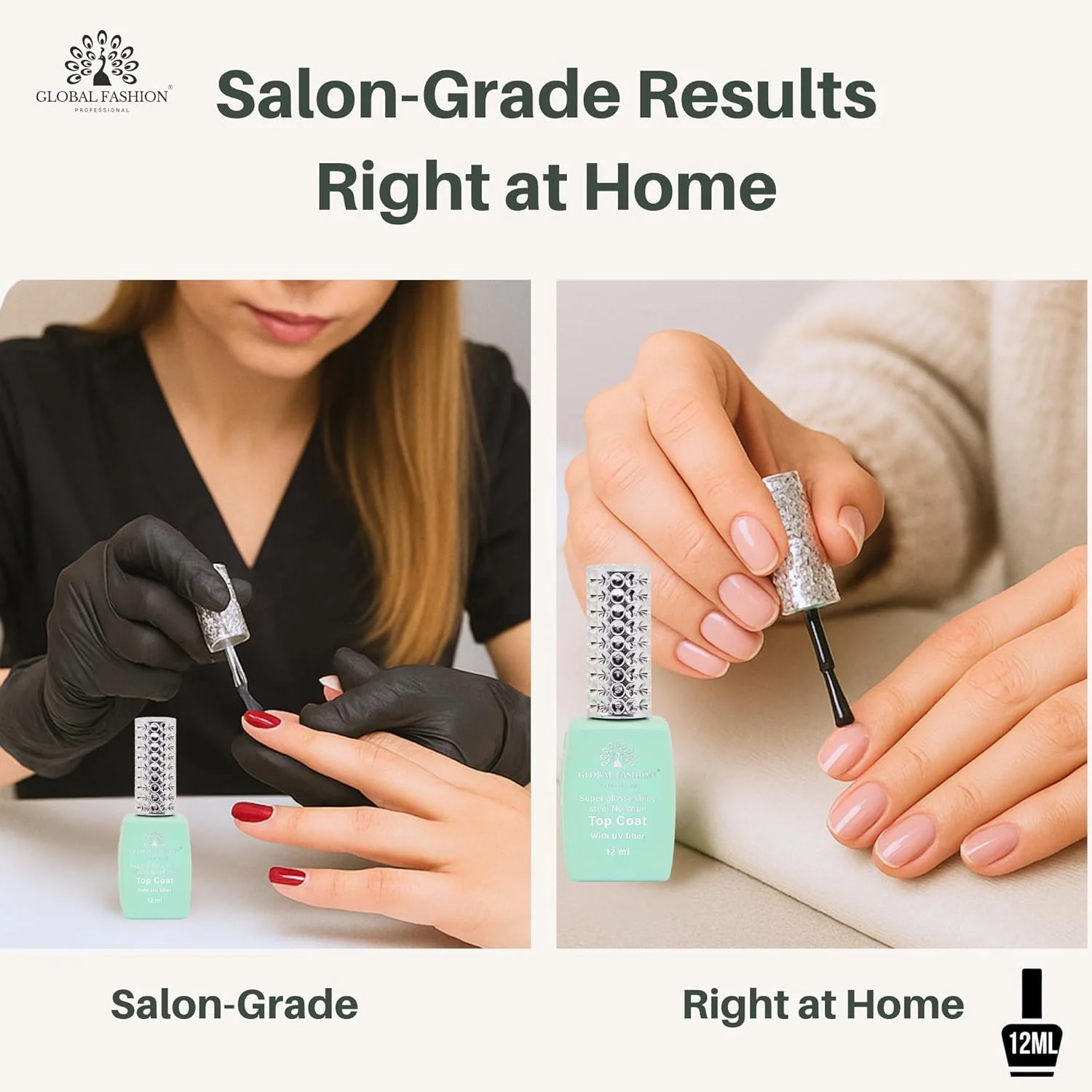 تاپ کت ناخن بدون اثر چسبندگی استیل حرفه ای گلوبال فشن - فوق العاده براق و درخشان، نیاز به لامپ UV، ضد خش، محافظت طولانی مدت، 12 میلی لیتر (دارای فیلتر UV، 12 میلی لیتر) تاپ کت ناخن بدون اثر چسبندگی استیل حرفه ای گلوبال فشن - فوق العاده براق و درخشان، نیاز به لامپ UV، ضد خش، محافظت طولانی مدت، 12 میلی لیتر (دارای فیلتر UV، 12 میلی لیتر)