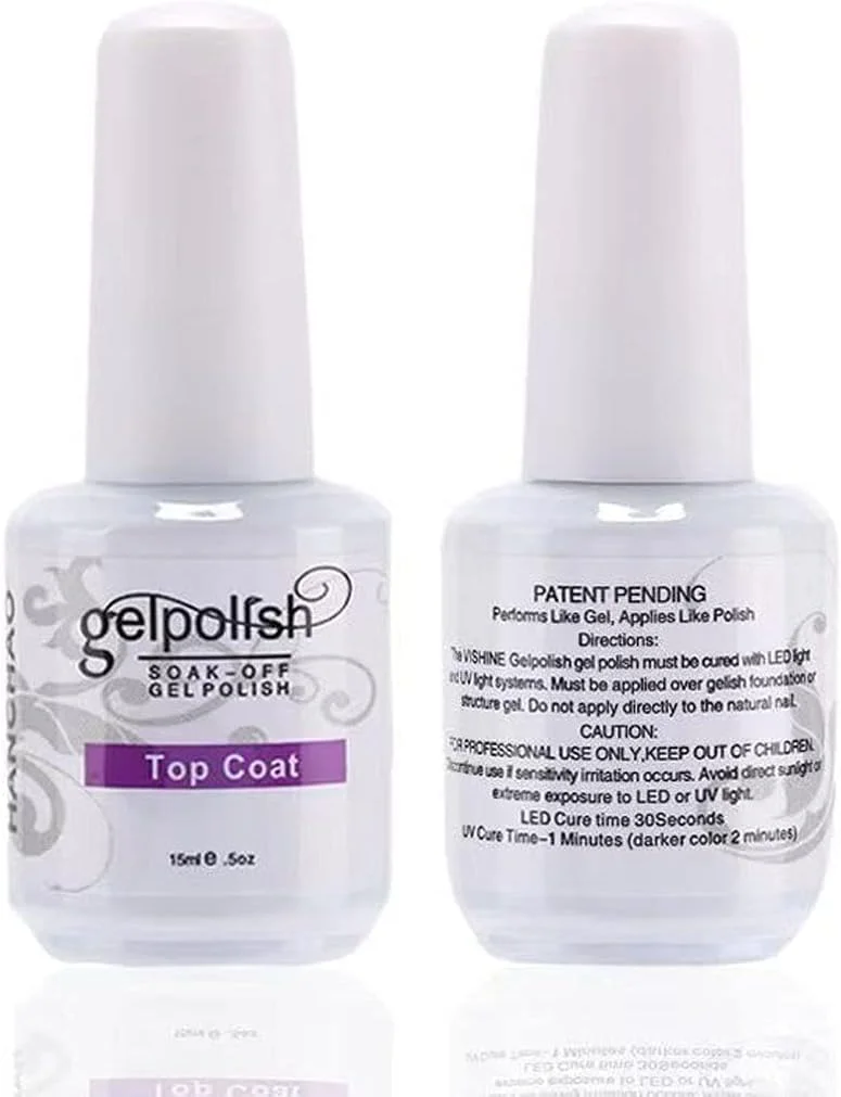 لاک ژل تاپ کت - 15 میلی لیتر ظرفیت بزرگ بدون نیاز به پاک کردن، لاک ژل شفاف، خیساندن U V LED ژل