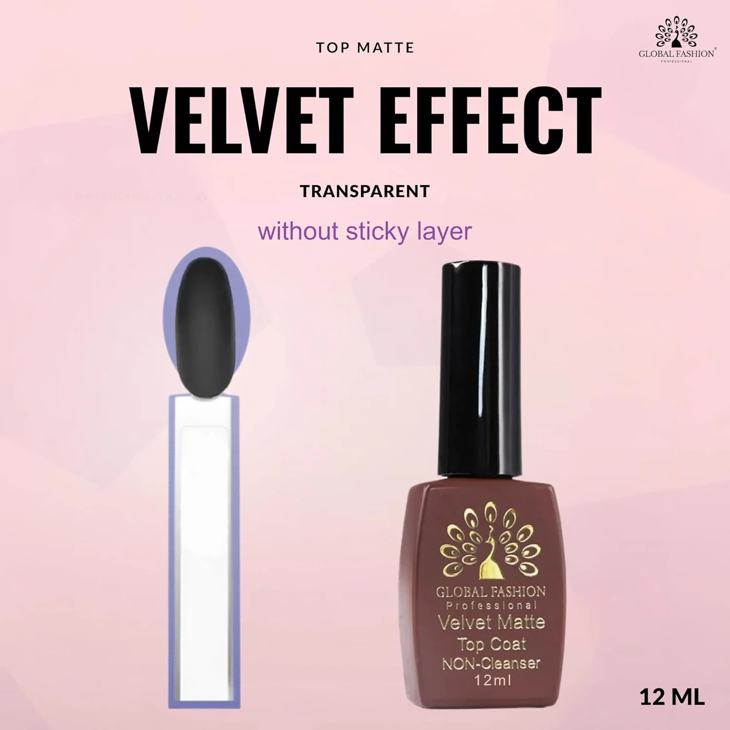 لاک ناخن حلال بدون نیاز به پاک کردن از گلوبال فشن | کیفیت سالنی، ماندگاری طولانی - بدون درخشش، مقاوم در برابر لب پر شدن، لاک ناخن، تاپ کت مات مخملی (تاپ کت مخملی مات، 12 میلی لیتر)