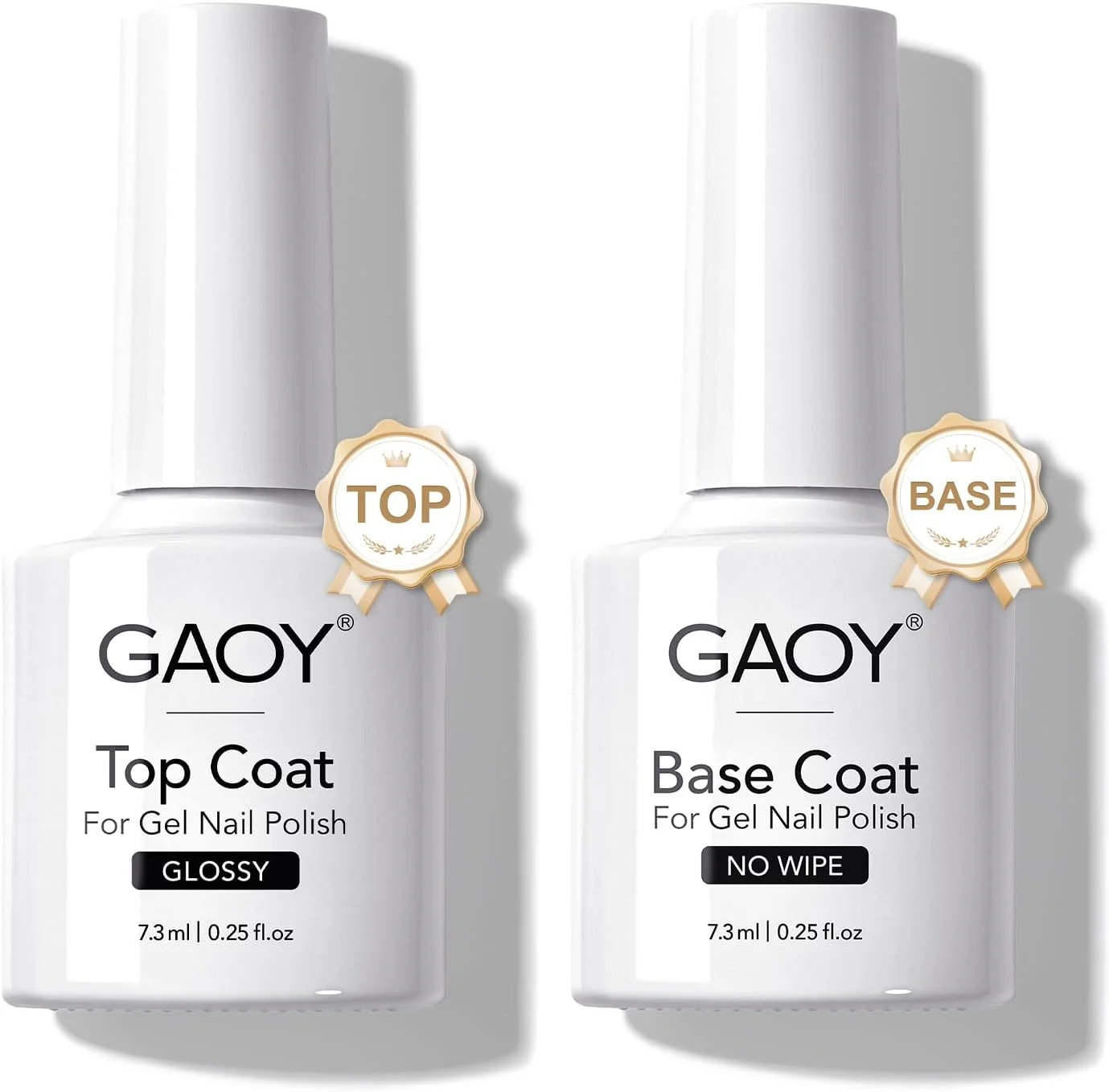 ست لاک ژل تاپ کت و بیس کت GAOY، 2 عدد 7.3 میلی لیتر تاپ کت شیشه ای و ترکیب فونداسیون بدون نیاز به پاک کردن برای لاک ناخن ژلی که با نور UV خشک می شود