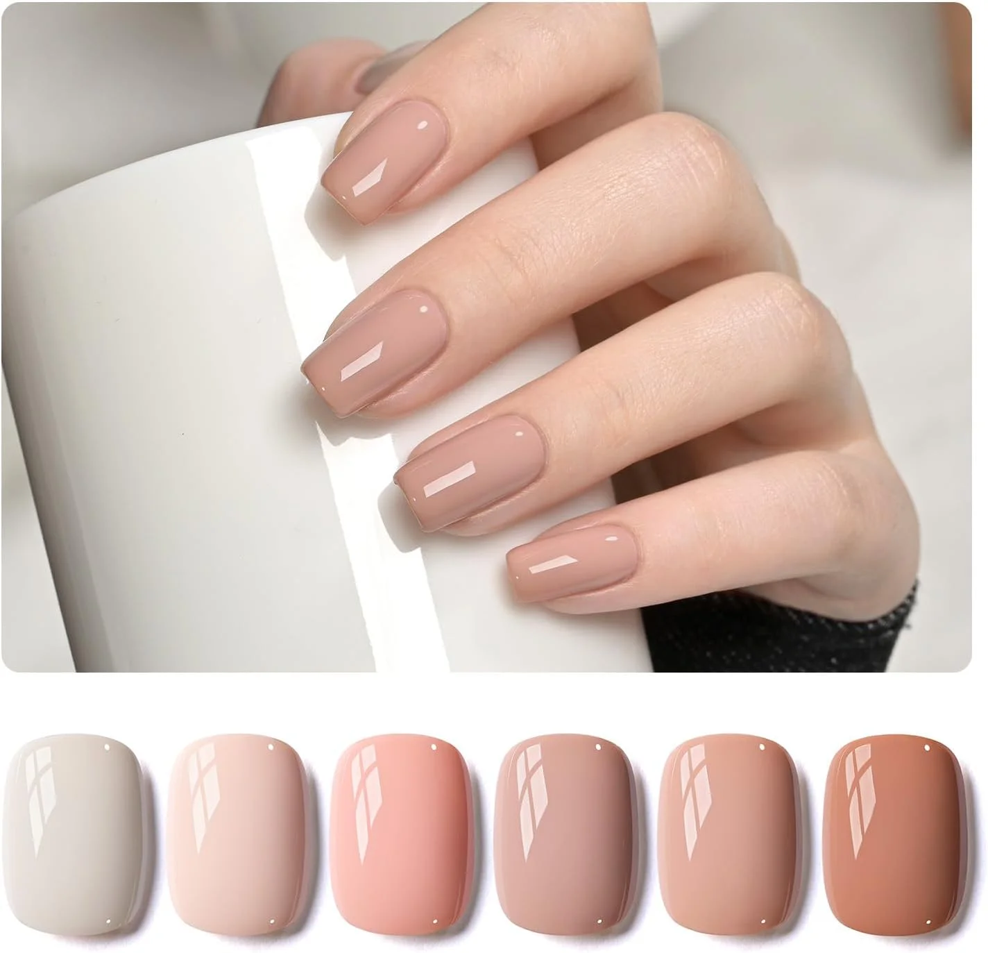 مجموعه لاک ژل صورتی کالباسی GAOY، 6 رنگ خنثی بژ، مناسب برای استفاده در سالن و طراحی ناخن در خانه