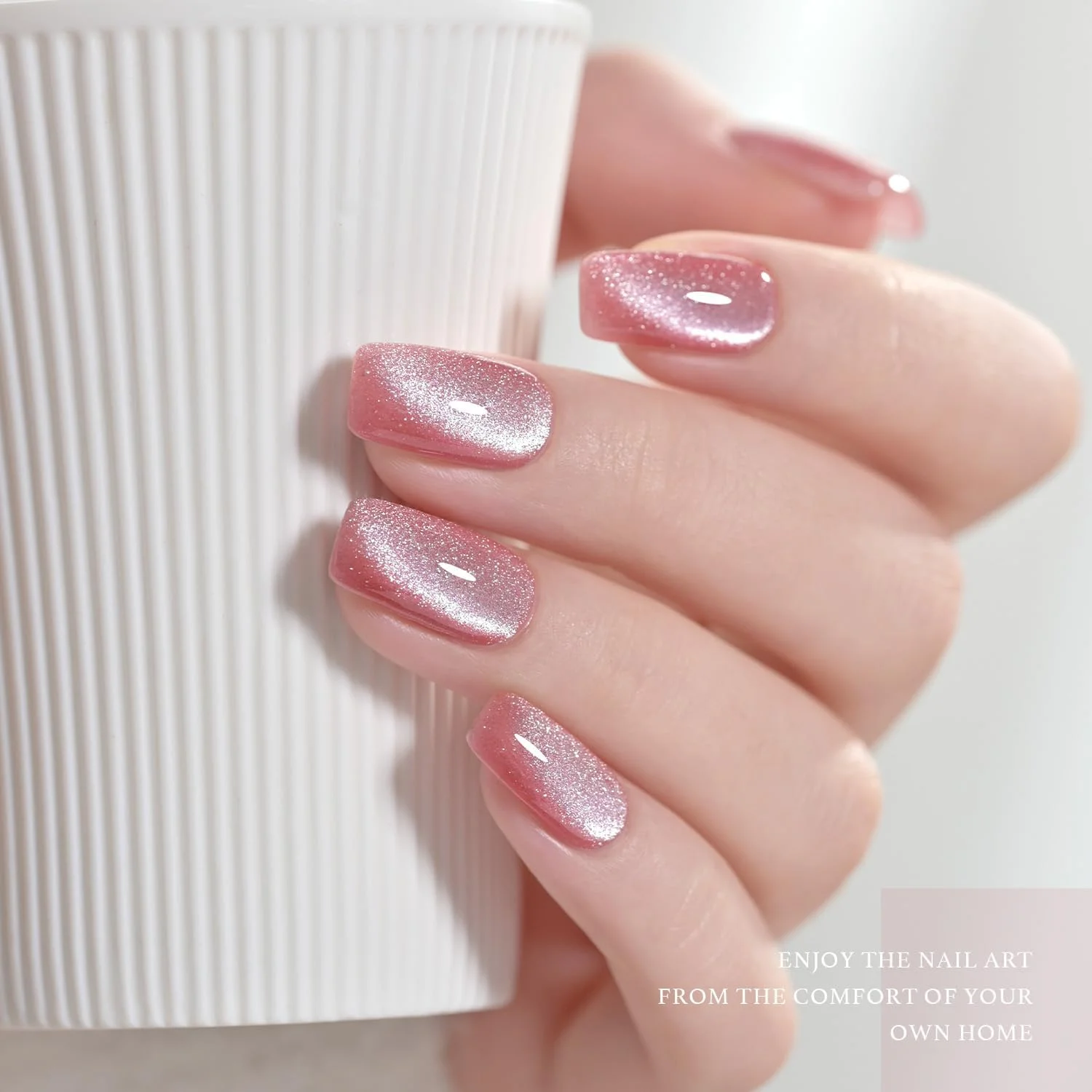 مجموعه لاک ژل چشم گربه ای اقیانوس صورتی GAOY با آهنربا برای چشم گربه ای هولوگرافیک، مانیکور ژلی سالنی و طراحی ناخن DIY در خانه