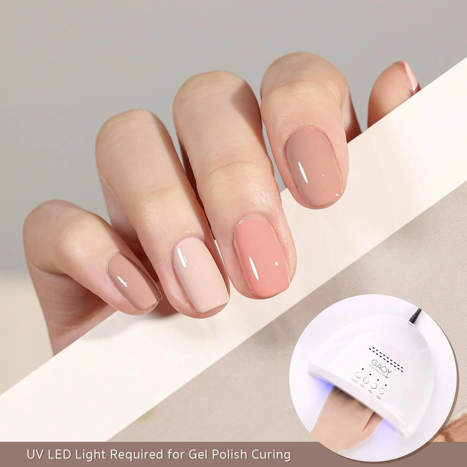 مجموعه لاک ژل صورتی کالباسی GAOY، 6 رنگ خنثی بژ، مناسب برای استفاده در سالن و طراحی ناخن در خانه