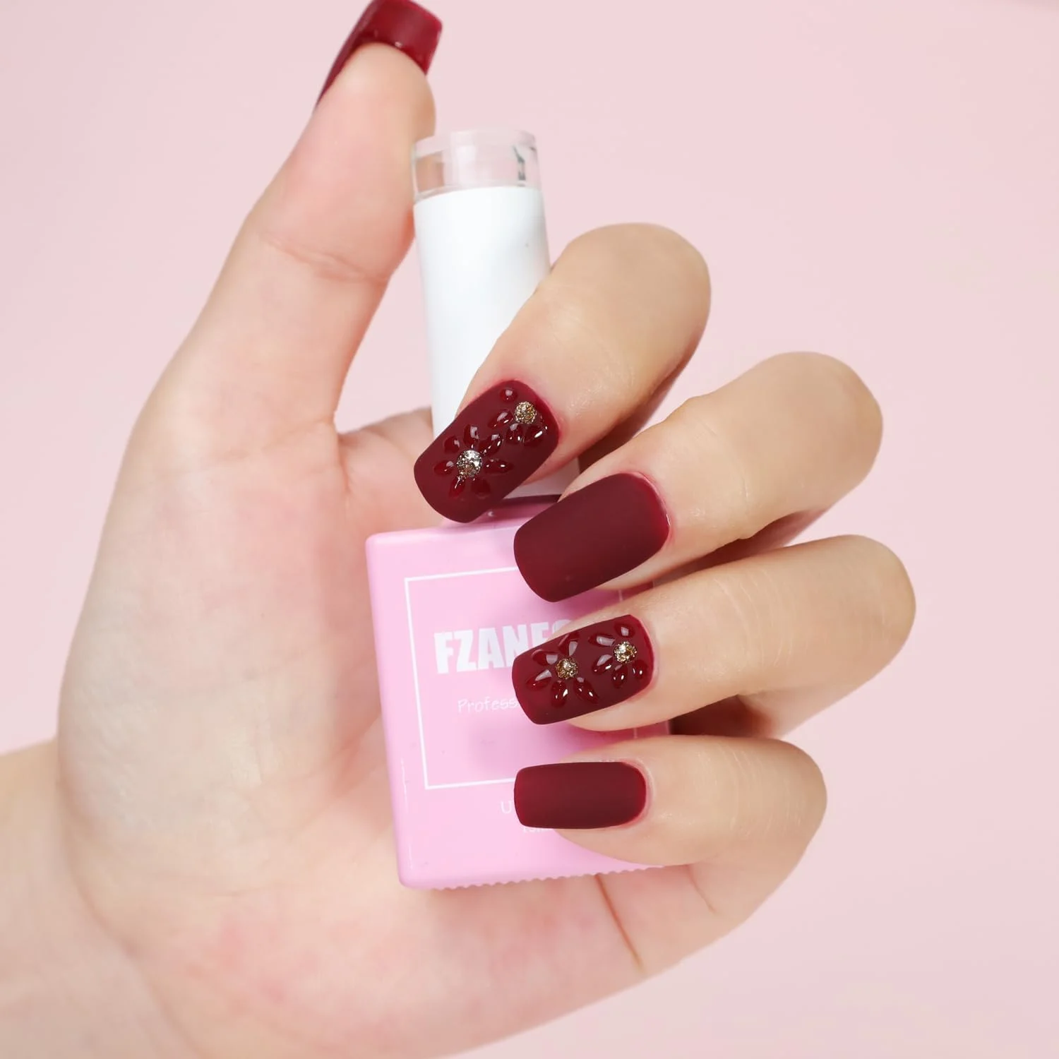 لاک ژل مات تاپ کت FZANEST با پوشش مخملی، بدون نیاز به پاک کردن، خیساندن، خشک شدن با لامپ LED UV