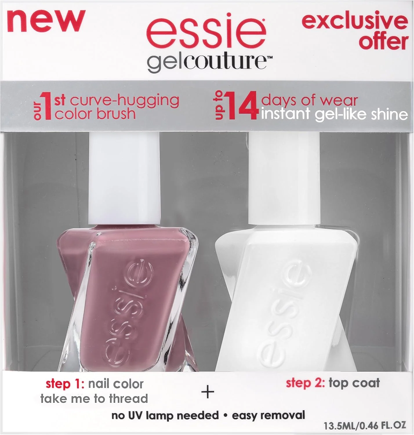 ست 2 عددی لاک ژل کوتور Essie، لاک ناخن '70 Take Me to Thread' + تاپ کت