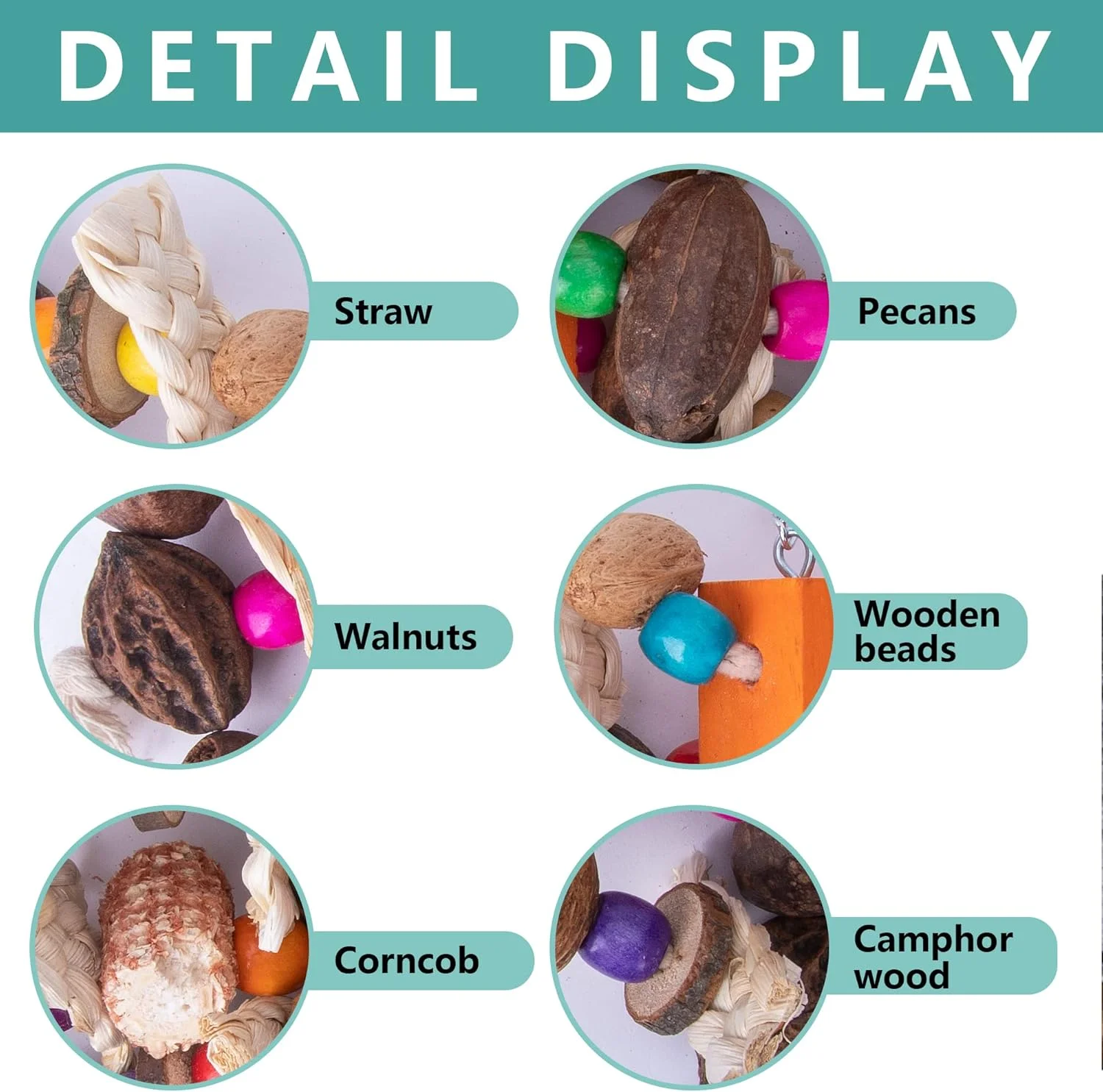 اسباب بازی جویدنی بزرگ طوطی Deloky - اسباب بازی پاره کردنی طوطی با ذرت و آجیل طبیعی - اسباب بازی چوبی قفس پرنده برای طوطی خاکستری آفریقایی، ماکائو، کاکاتو، طوطی آمازون و سایر پرندگان بزرگ