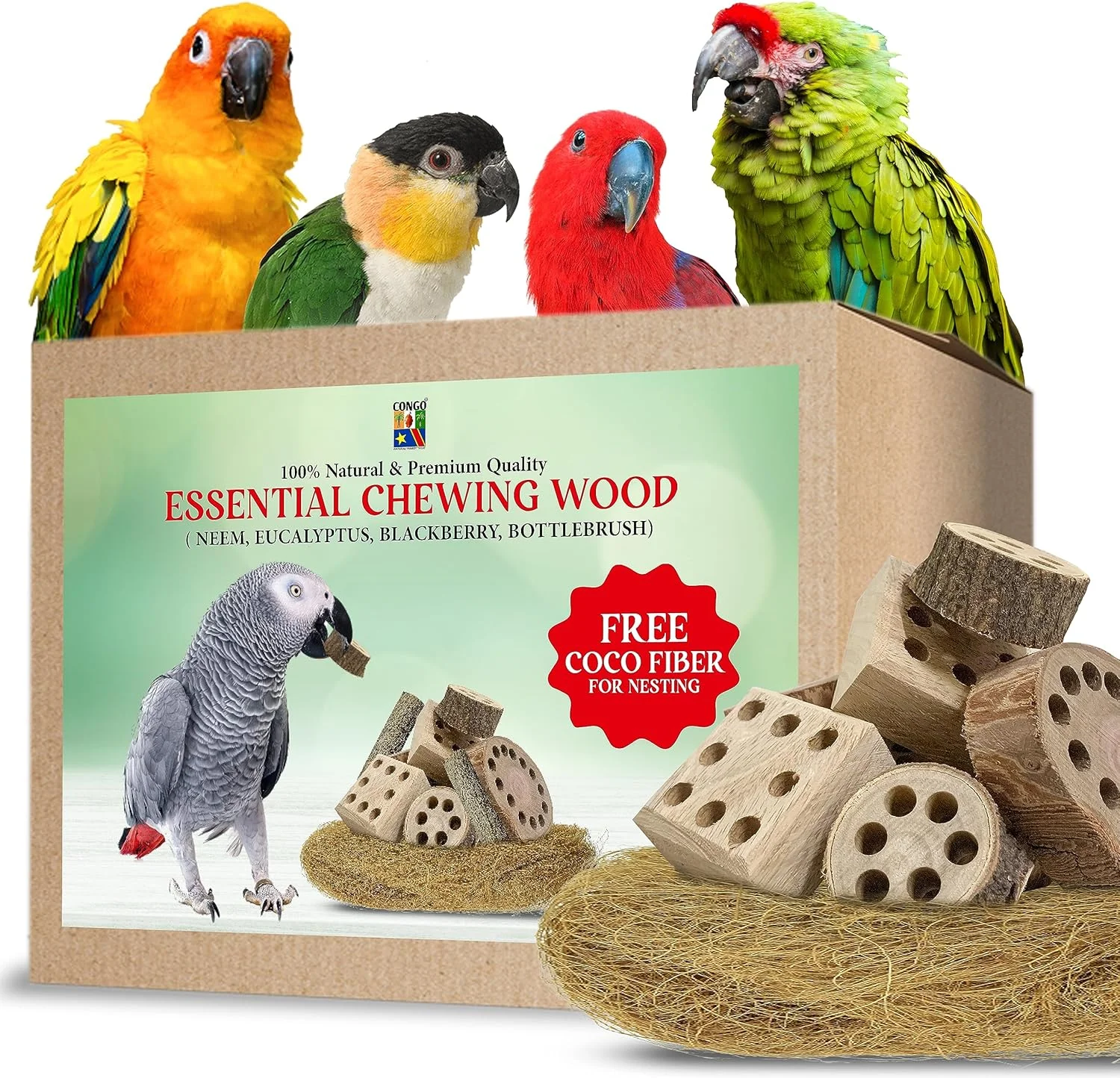 اسباب بازی چوبی جویدنی ضروری ممتاز CONGO NATURAL PARROT TREAT برای انواع پرندگان (بسته 8 عددی) اسباب بازی چوبی جویدنی ضروری ممتاز CONGO NATURAL PARROT TREAT برای انواع پرندگان (بسته 8 عددی)