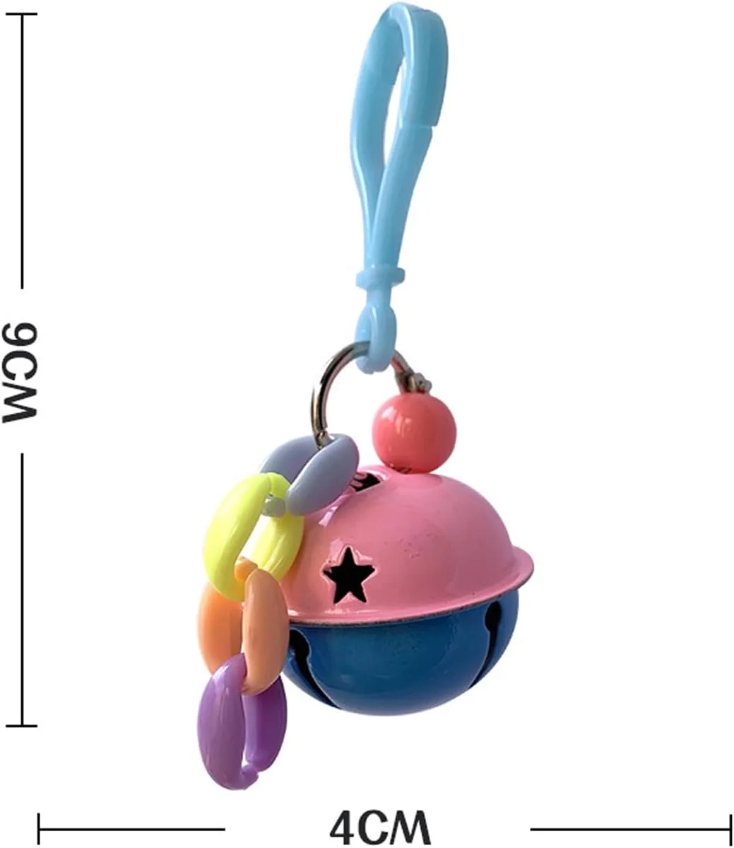 اسباب بازی طوطی 3 عددی با قطر 4 سانتی متر، زنگوله های فلزی رنگارنگ، دکور قفس، اسباب بازی آویز برای طوطی های کوچک و پرندگان، عروس هلندی، طوطی خاکستری آفریقایی، برای طوطی های کوچک، برای پرندگان بزرگ، کانور، ماکائو
