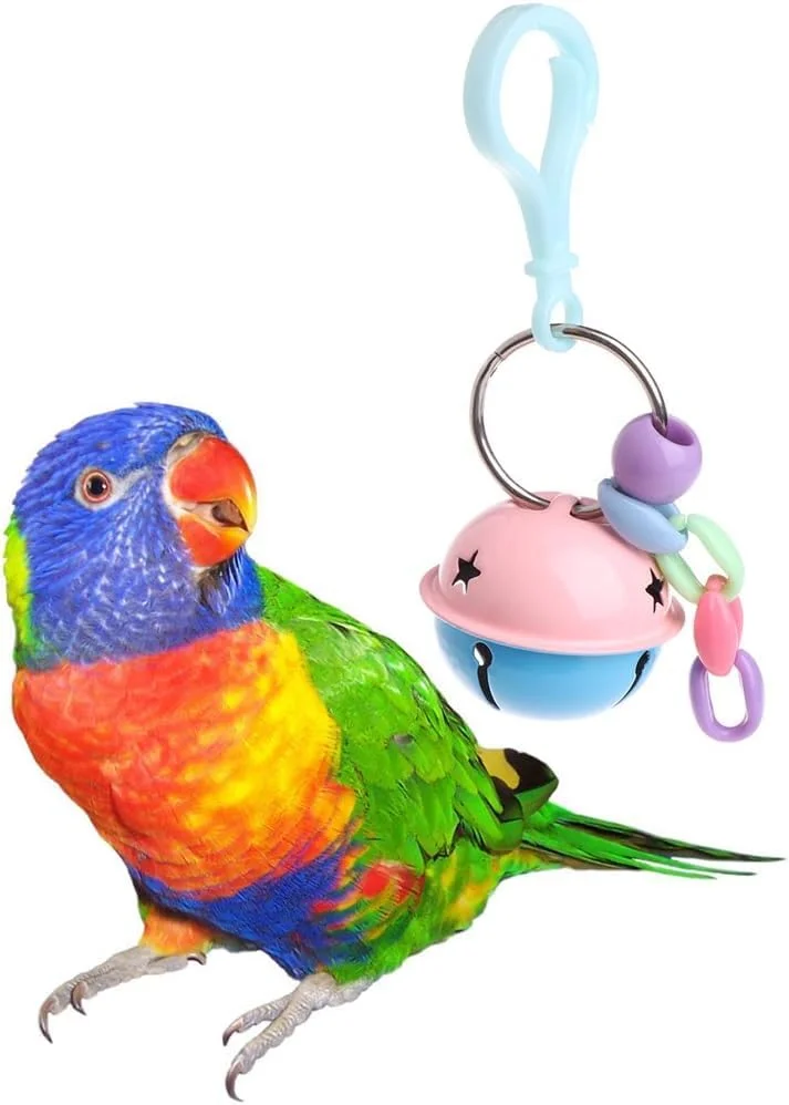 اسباب بازی طوطی 3 عددی با قطر 4 سانتی متر، زنگوله های فلزی رنگارنگ، دکور قفس، اسباب بازی آویز برای طوطی های کوچک و پرندگان، عروس هلندی، طوطی خاکستری آفریقایی، برای طوطی های کوچک، برای پرندگان بزرگ، کانور، ماکائو