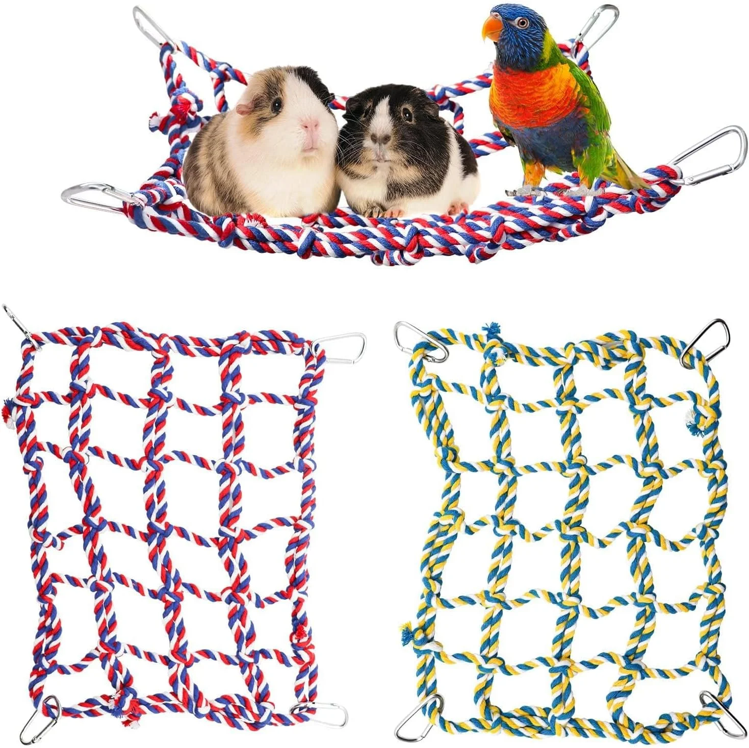 بسته 2 عددی طناب توری رنگارنگ پرندگان، تاب معلق و نردبان طنابی برای حیوانات کوچک، پرندگان و جوندگان، پل اسباب بازی قفس و دکور برای مرغ عشق، همستر، راسو بسته 2 عددی طناب توری رنگارنگ پرندگان، تاب معلق و نردبان طنابی برای حیوانات کوچک، پرندگان و جوندگان، پل اسباب بازی قفس و دکور برای مرغ عشق، همستر، راسو