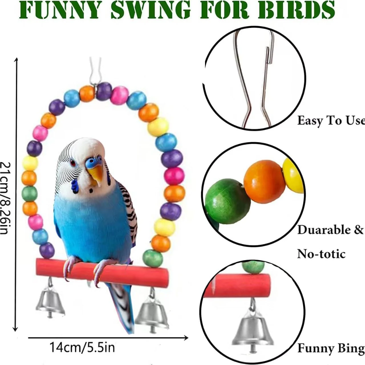 مجموعه اسباب بازی پرندگان، لوازم جانبی قفس پرندگان رنگارنگ با تاب، اسباب بازی های جویدنی، نردبان، تخت آویز و آینه برای طوطی ها، مرغ عشق ها، عروس هلندی ها، کانورها، مرغ های عشق، فنچ ها، پاراکیت ها و ماکائوها (9 تکه، پرندگان-A) مجموعه اسباب بازی پرندگان، لوازم جانبی قفس پرندگان رنگارنگ با تاب، اسباب بازی های جویدنی، نردبان، تخت آویز و آینه برای طوطی ها، مرغ عشق ها، عروس هلندی ها، کانورها، مرغ های عشق، فنچ ها، پاراکیت ها و ماکائوها (9 تکه، پرندگان-A)