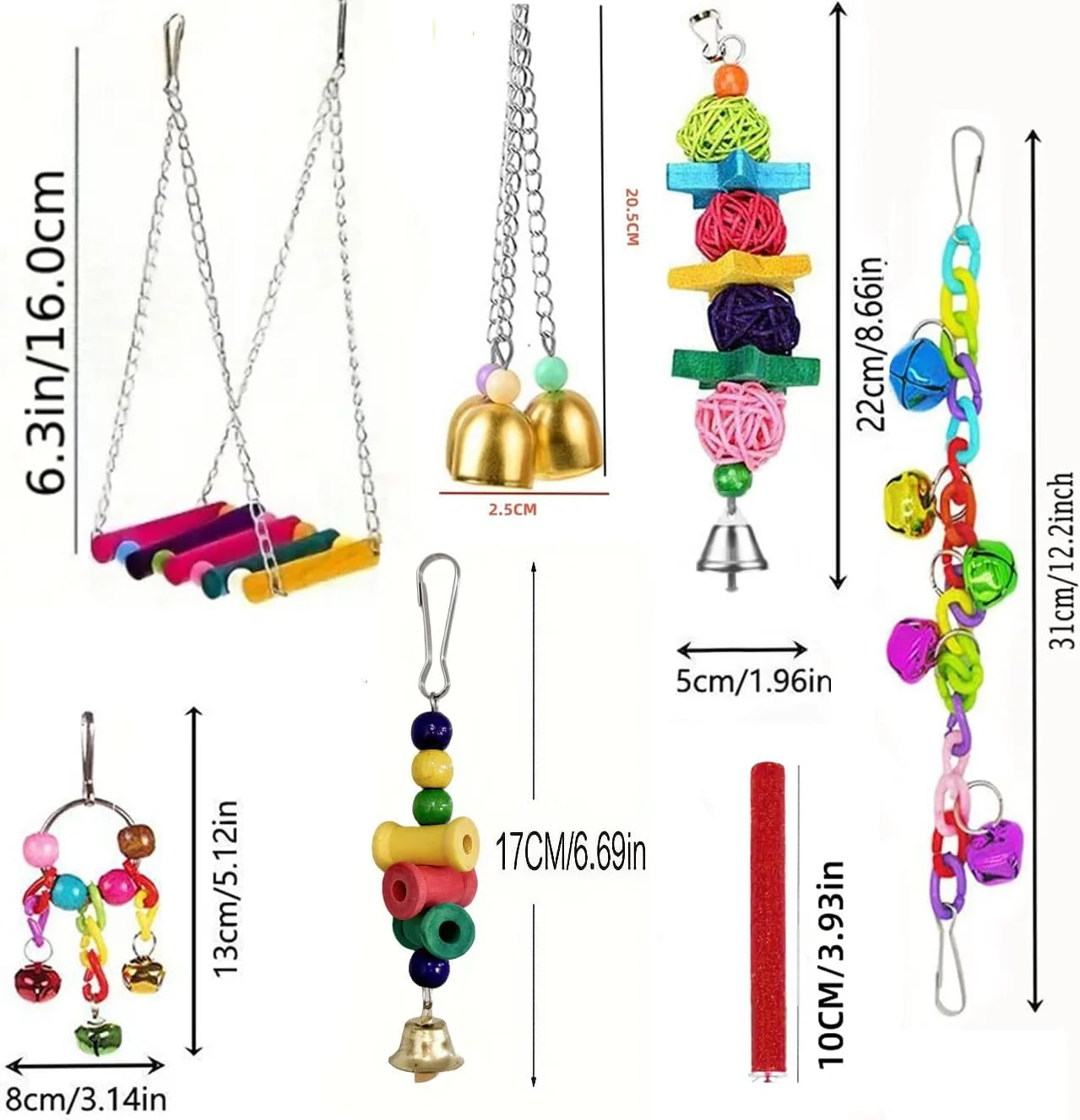 مجموعه اسباب بازی پرندگان، لوازم جانبی قفس پرندگان رنگارنگ با تاب، اسباب بازی های جویدنی، نردبان، تخت آویز و آینه برای طوطی ها، مرغ عشق ها، عروس هلندی ها، کانورها، مرغ های عشق، فنچ ها، پاراکیت ها و ماکائوها (9 تکه، پرندگان-A) مجموعه اسباب بازی پرندگان، لوازم جانبی قفس پرندگان رنگارنگ با تاب، اسباب بازی های جویدنی، نردبان، تخت آویز و آینه برای طوطی ها، مرغ عشق ها، عروس هلندی ها، کانورها، مرغ های عشق، فنچ ها، پاراکیت ها و ماکائوها (9 تکه، پرندگان-A)