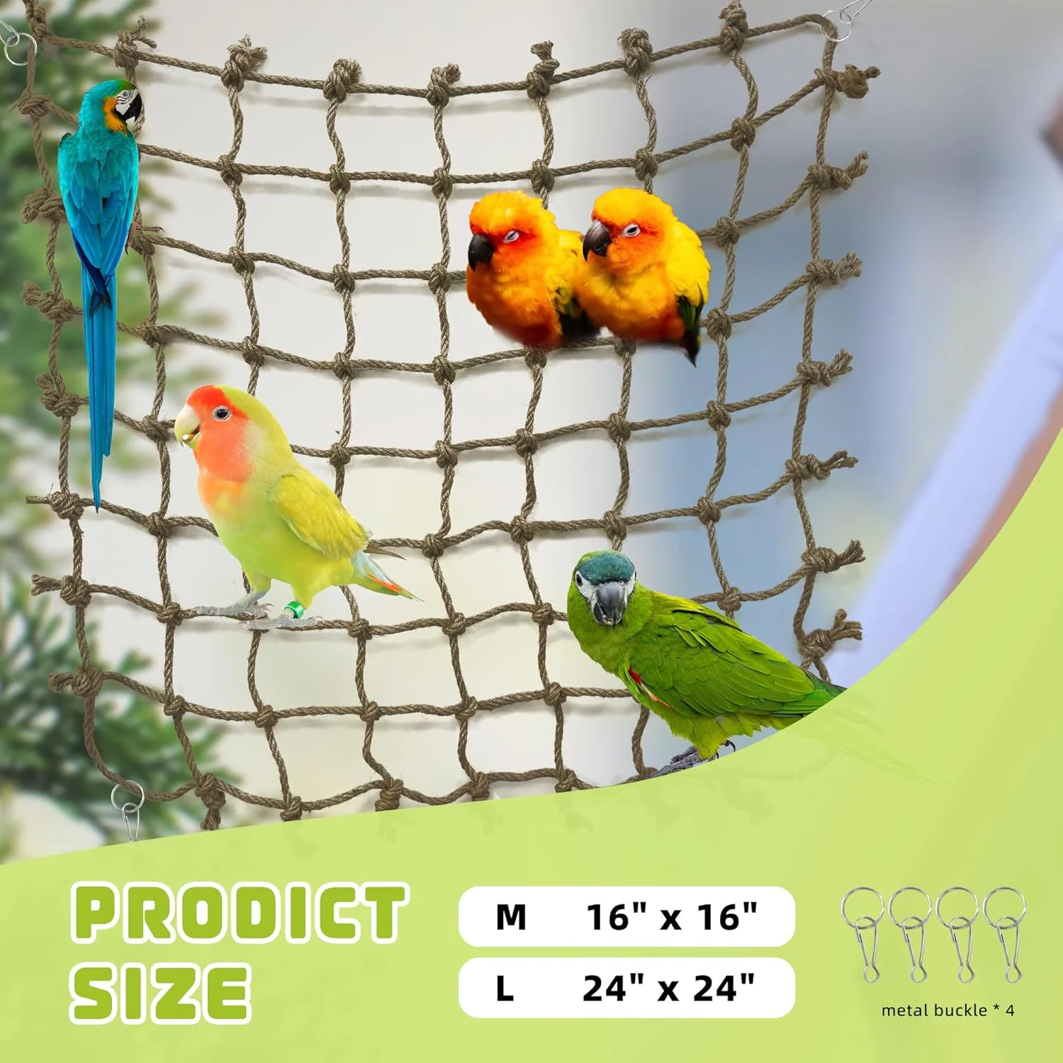 تور طناب نوردی طوطی مدل Jungle Fever، اسباب بازی مناسب برای حیوانات کوچک مانند مرغ عشق، فنچ، باجریگار، کانور و عروس هلندی (سایز بزرگ 60x60 سانتی متر) تور طناب نوردی طوطی مدل Jungle Fever، اسباب بازی مناسب برای حیوانات کوچک مانند مرغ عشق، فنچ، باجریگار، کانور و عروس هلندی (سایز بزرگ 60x60 سانتی متر)