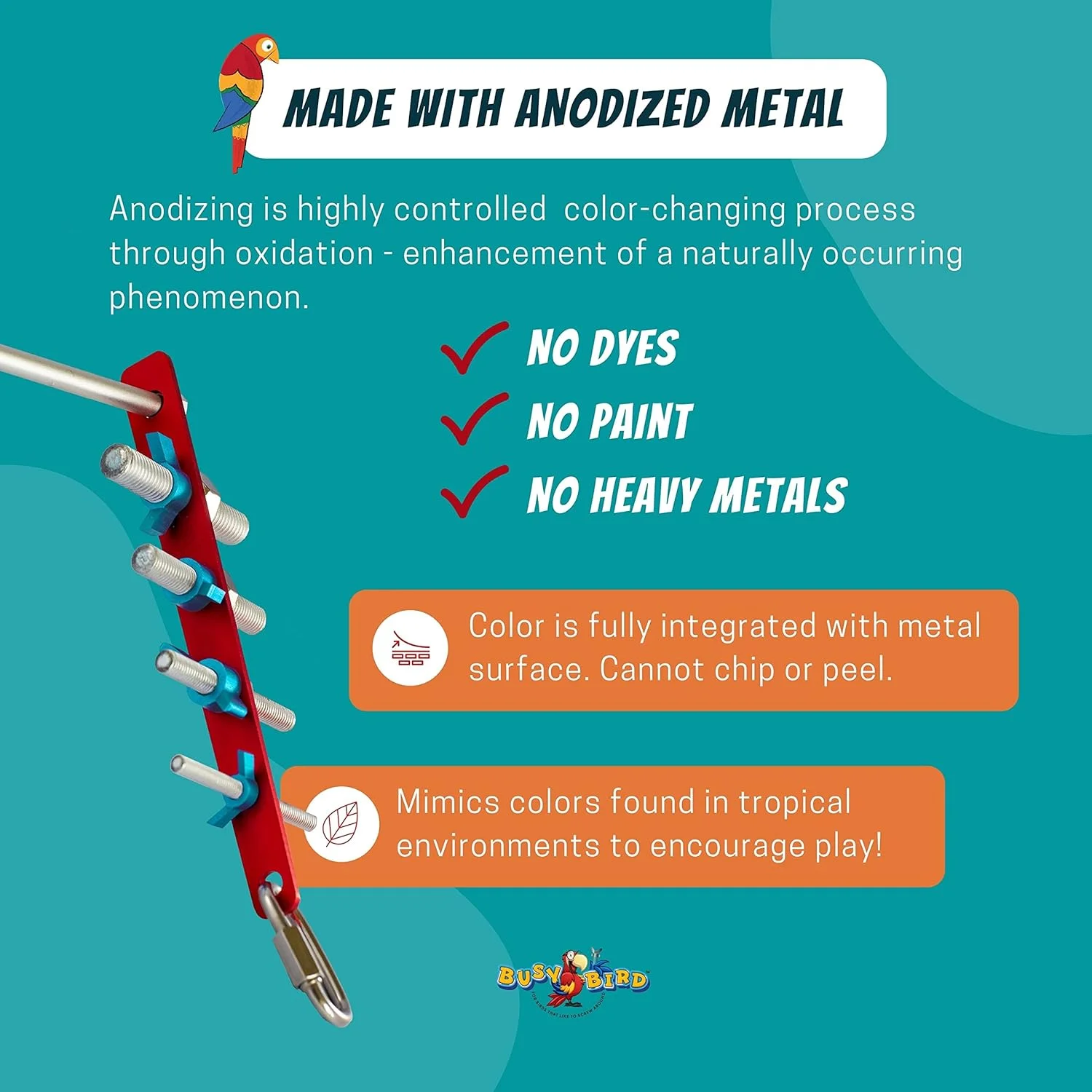 Busy Bird | اسباب بازی نواری چراگاهی پرنده - مهره های بال غیر قابل جابجایی، مهره های شش گوش و اتصال سریع برای اسباب بازی های اضافی - 100% فلزی، بازی فکری نهایی و بازی ذهنی برای پرندگان متوسط تا خیلی بزرگ Busy Bird | اسباب بازی نواری چراگاهی پرنده - مهره های بال غیر قابل جابجایی، مهره های شش گوش و اتصال سریع برای اسباب بازی های اضافی - 100% فلزی، بازی فکری نهایی و بازی ذهنی برای پرندگان متوسط تا خیلی بزرگ